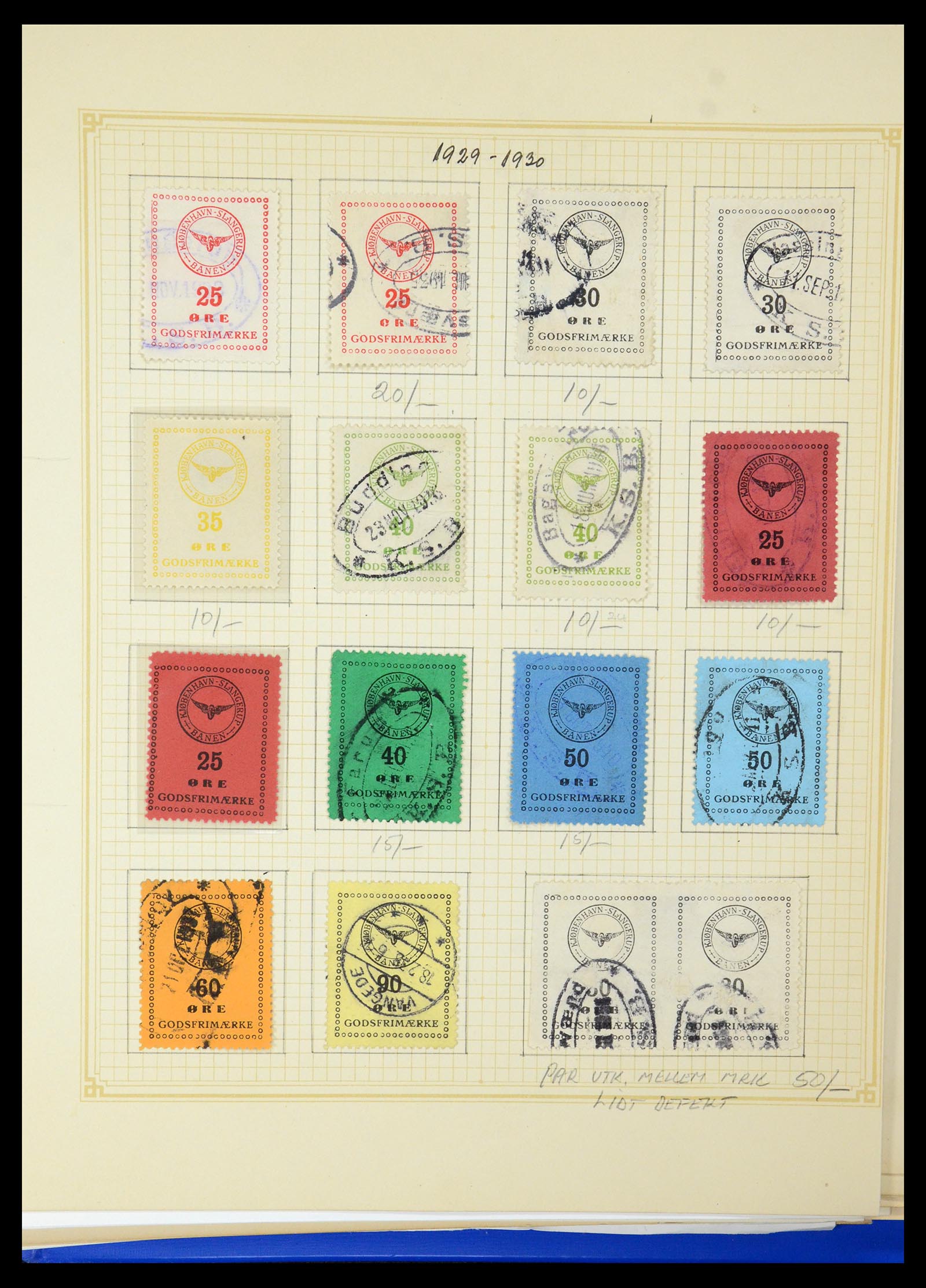 35650 034 - Postzegelverzameling 35650 Denemarken spoorwegzegels.