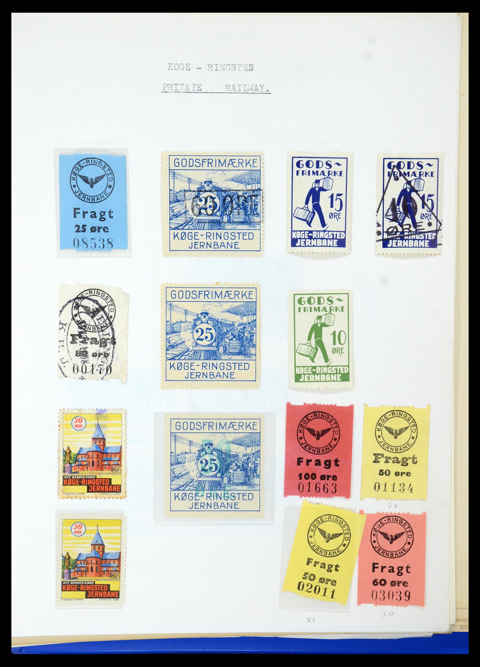 35650 036 - Postzegelverzameling 35650 Denemarken spoorwegzegels.