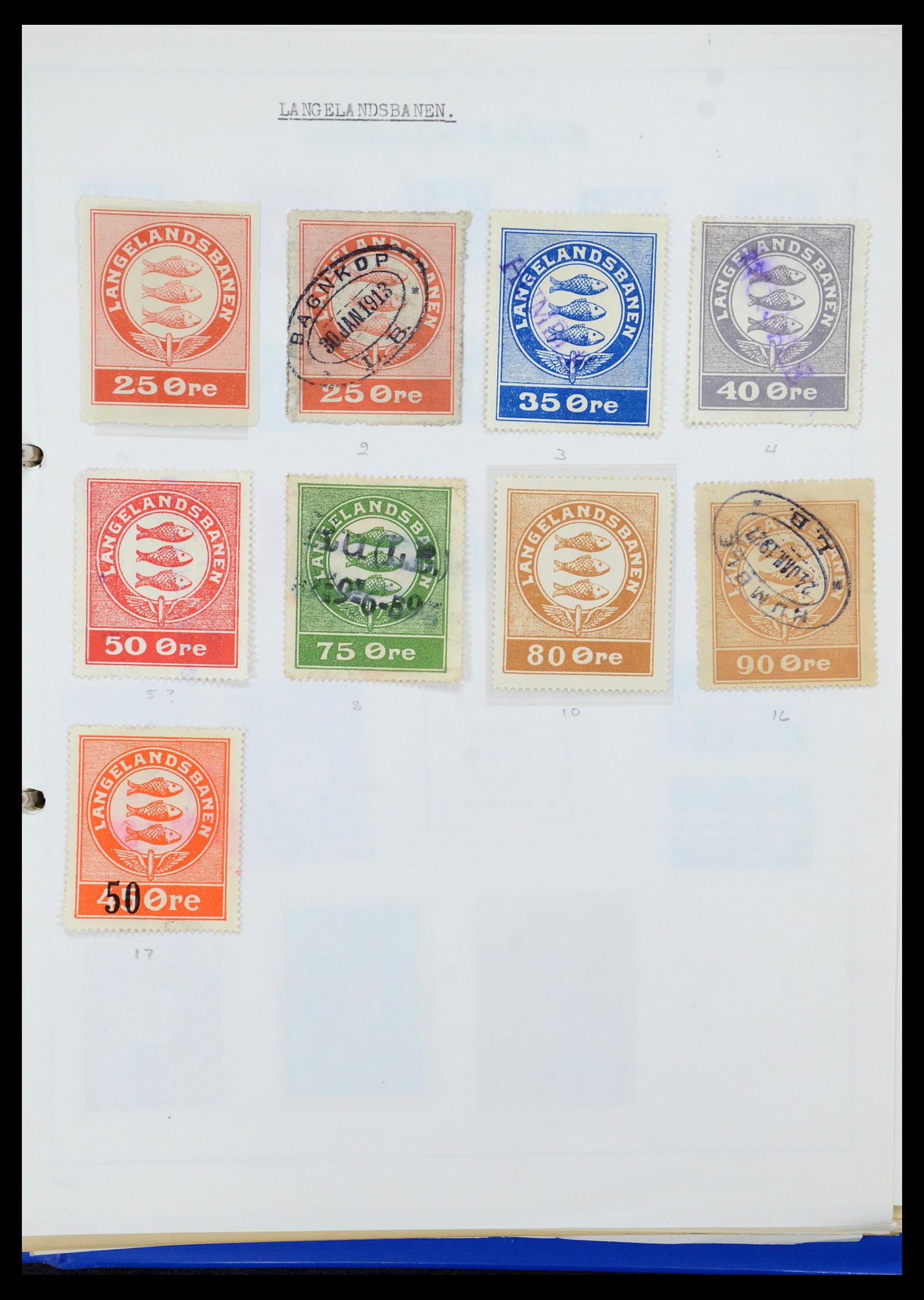35650 041 - Postzegelverzameling 35650 Denemarken spoorwegzegels.