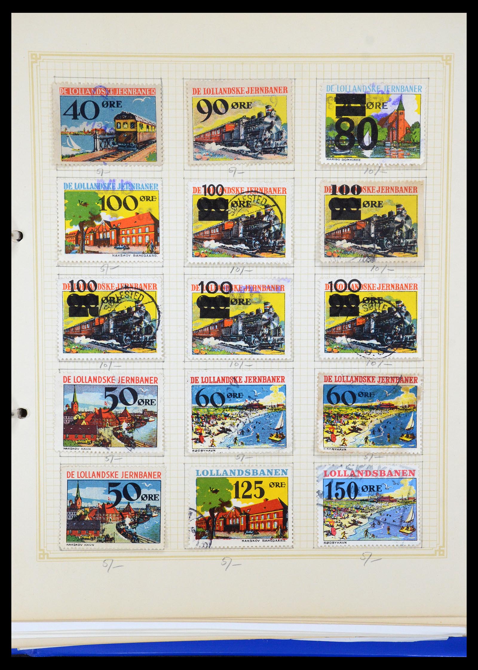 35650 050 - Stamp Collection 35650 Denmark railroad stamps.