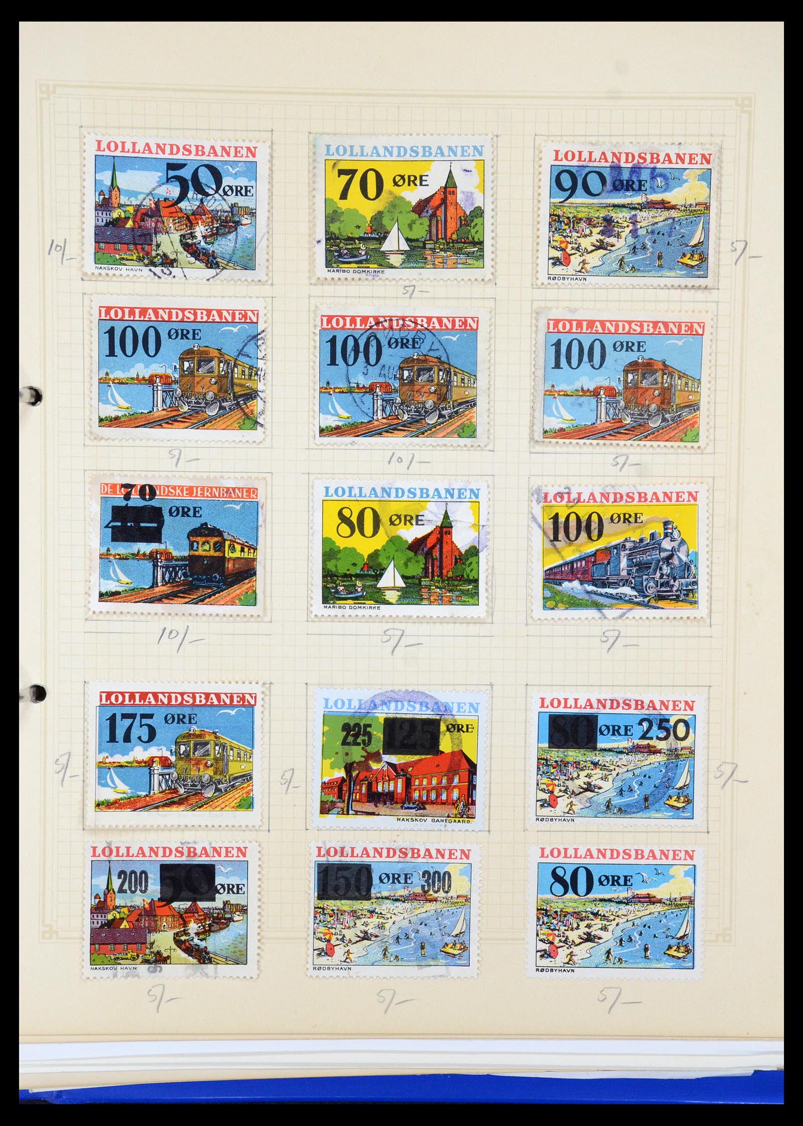 35650 051 - Postzegelverzameling 35650 Denemarken spoorwegzegels.