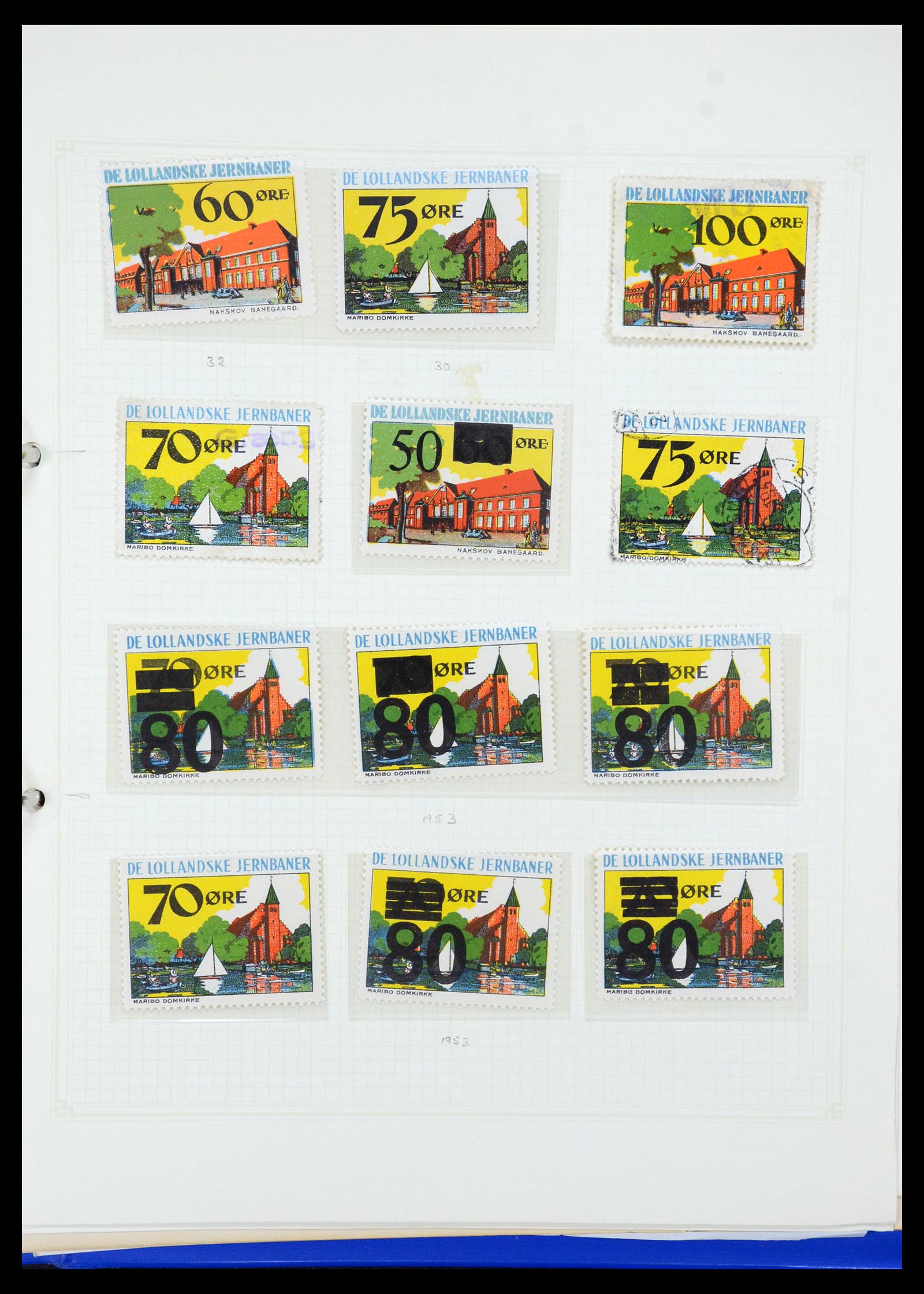 35650 054 - Postzegelverzameling 35650 Denemarken spoorwegzegels.