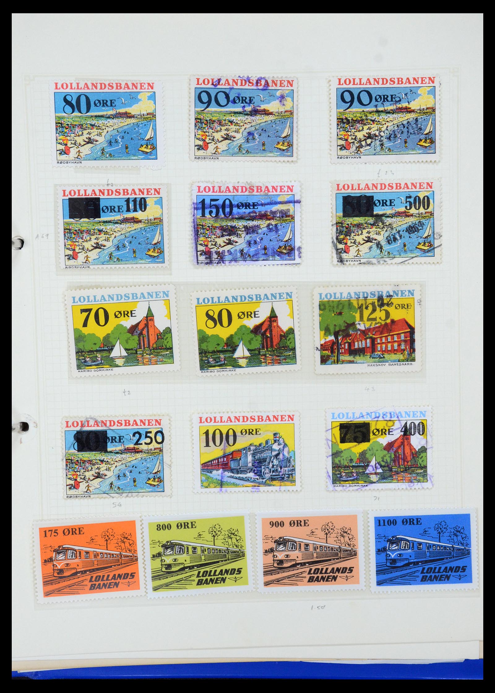 35650 055 - Stamp Collection 35650 Denmark railroad stamps.