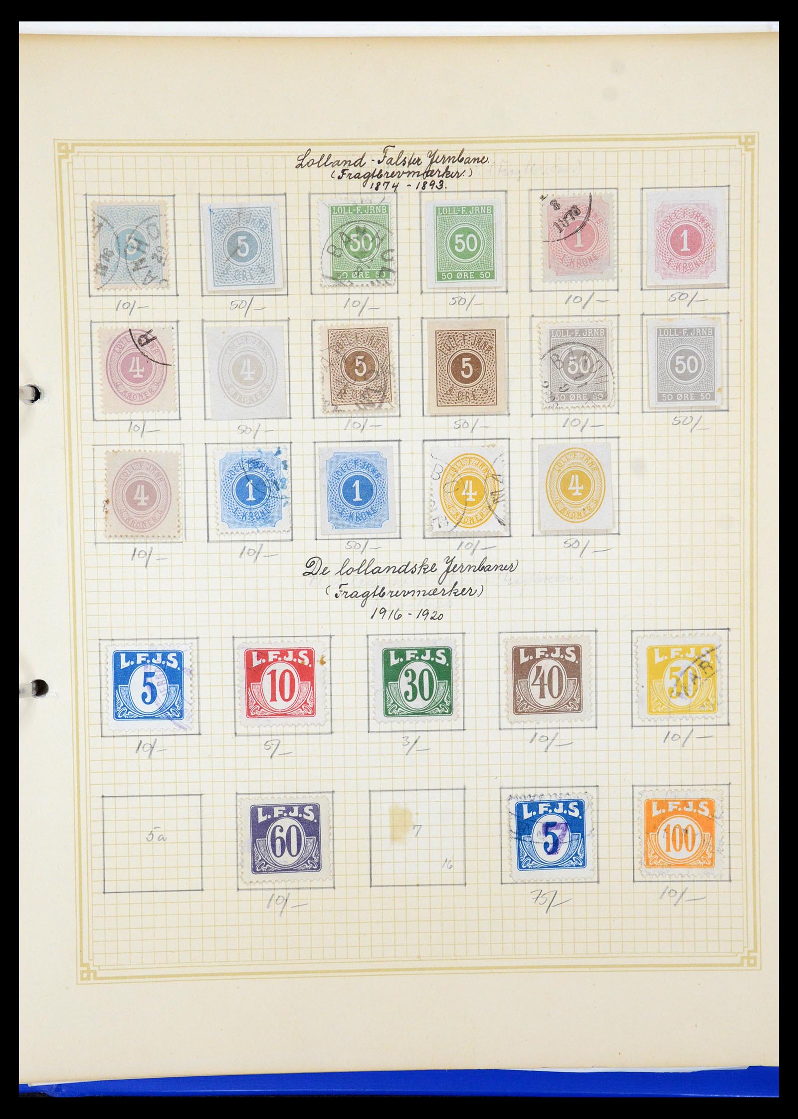 35650 057 - Postzegelverzameling 35650 Denemarken spoorwegzegels.