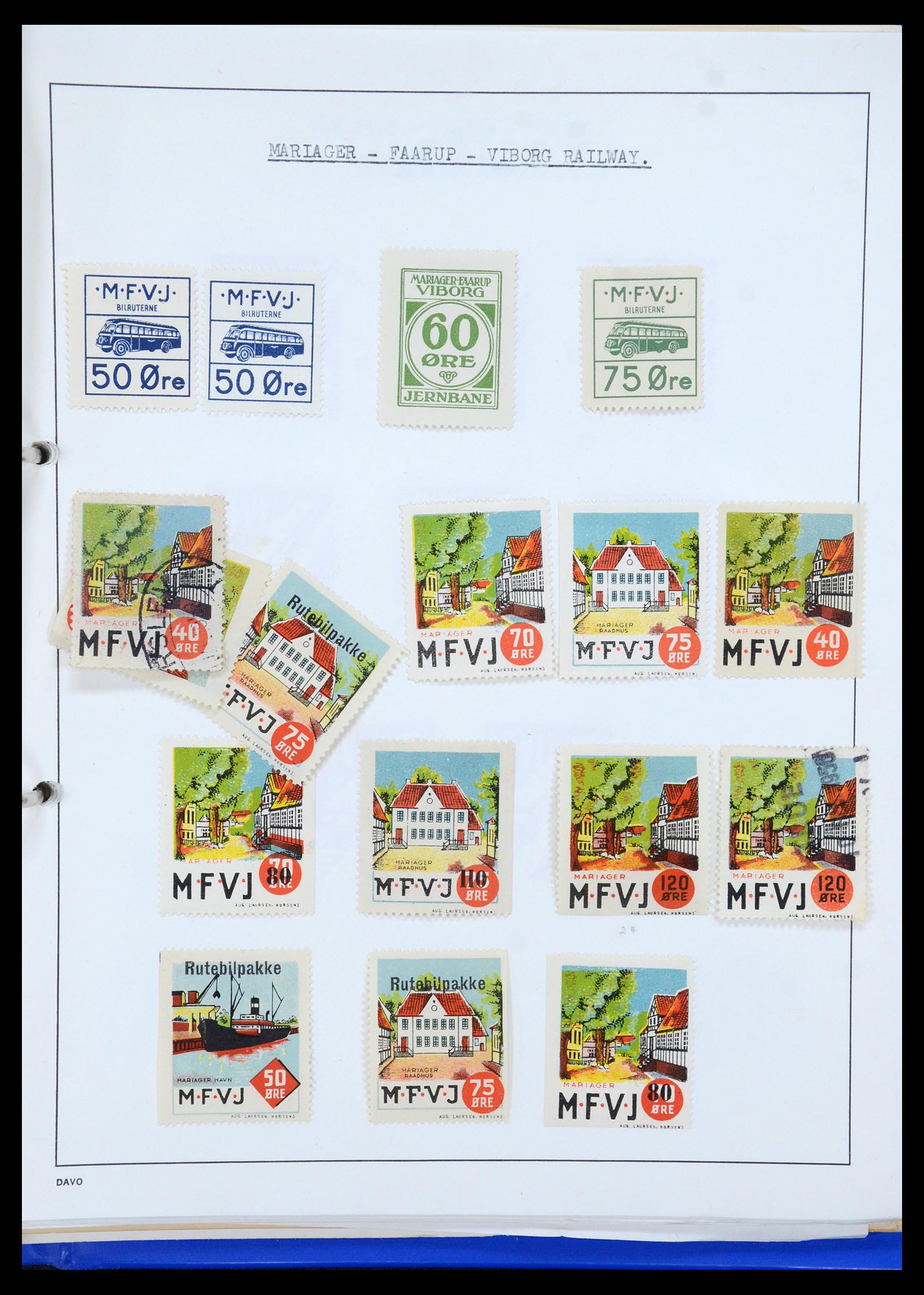 35650 065 - Stamp Collection 35650 Denmark railroad stamps.