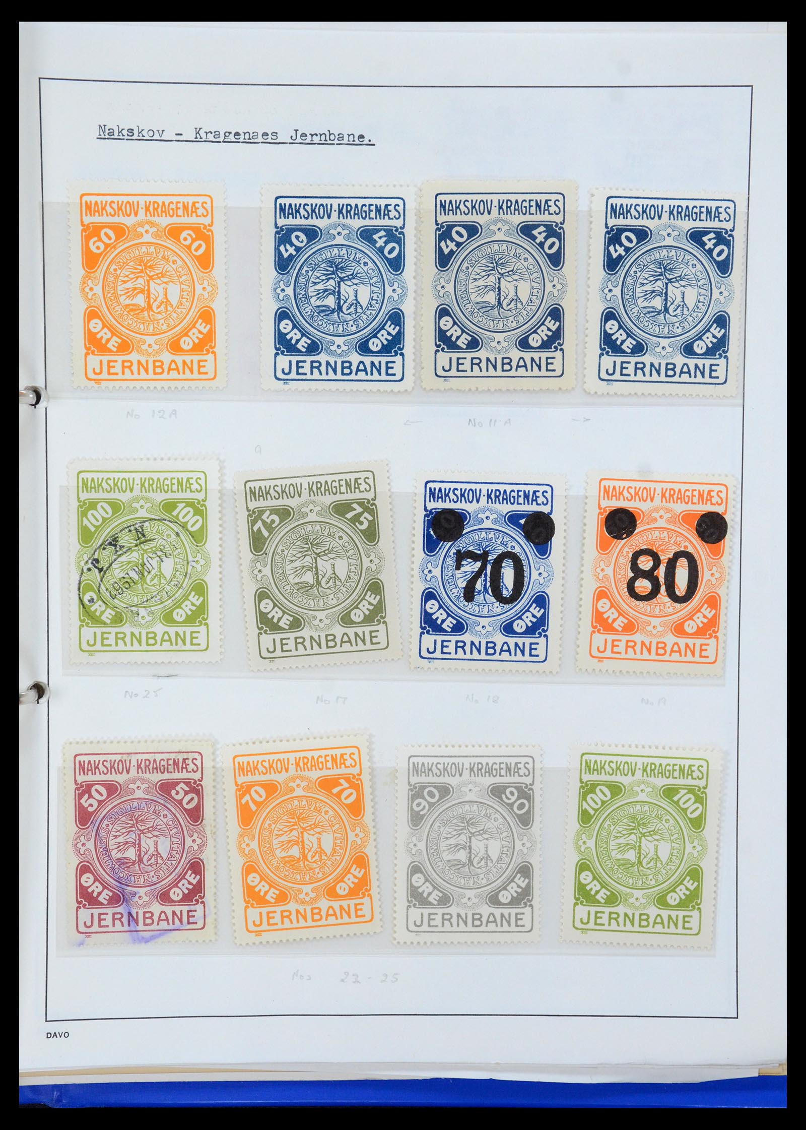 35650 070 - Stamp Collection 35650 Denmark railroad stamps.