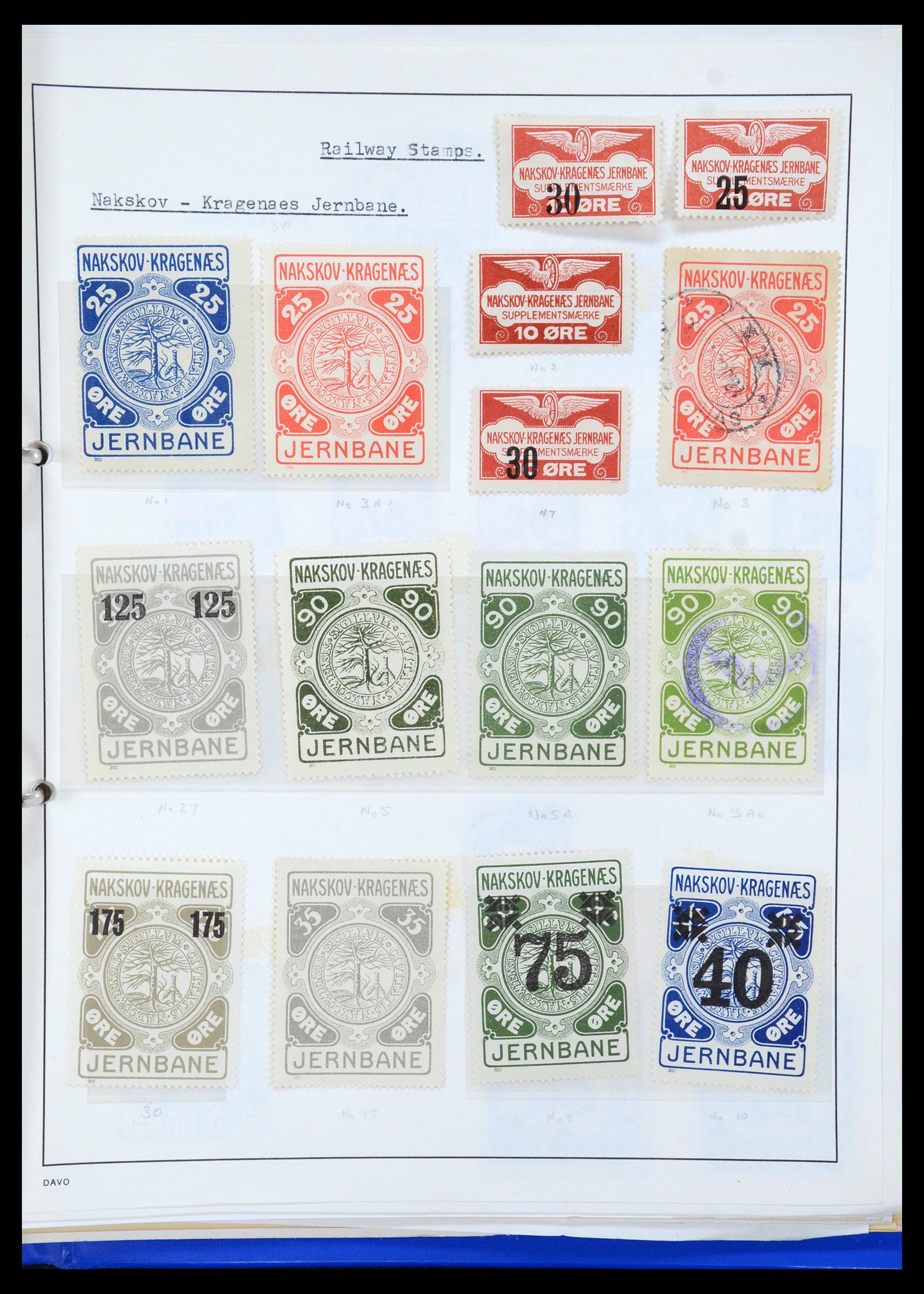 35650 071 - Stamp Collection 35650 Denmark railroad stamps.