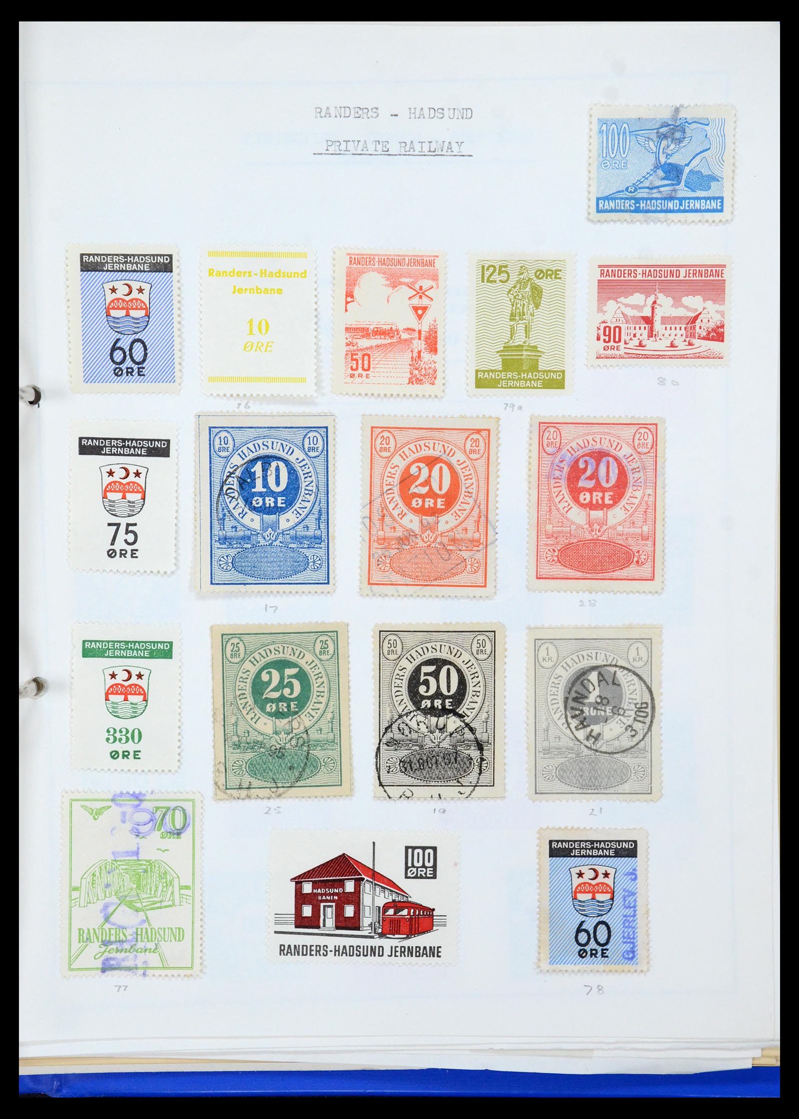 35650 082 - Stamp Collection 35650 Denmark railroad stamps.