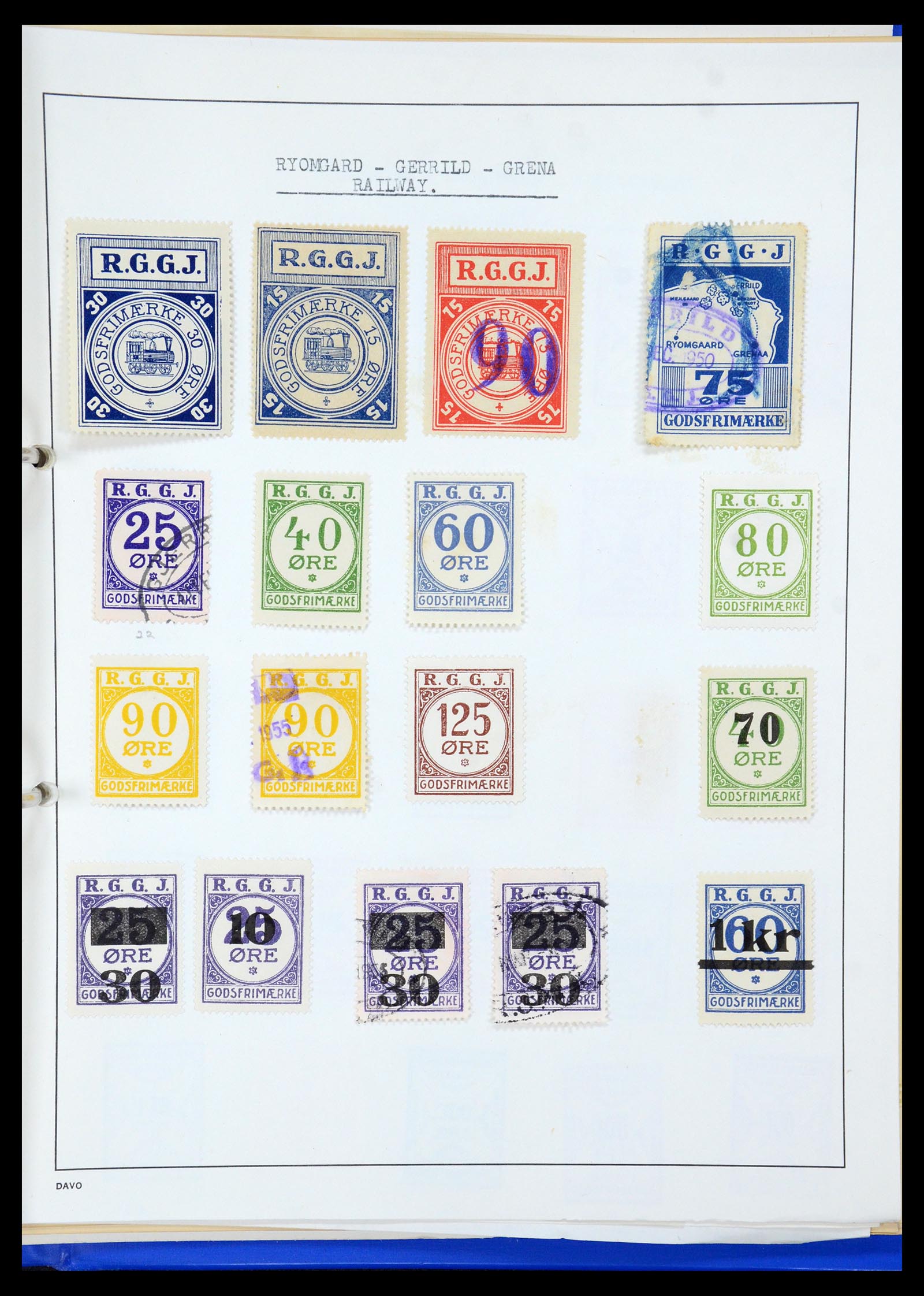 35650 084 - Stamp Collection 35650 Denmark railroad stamps.