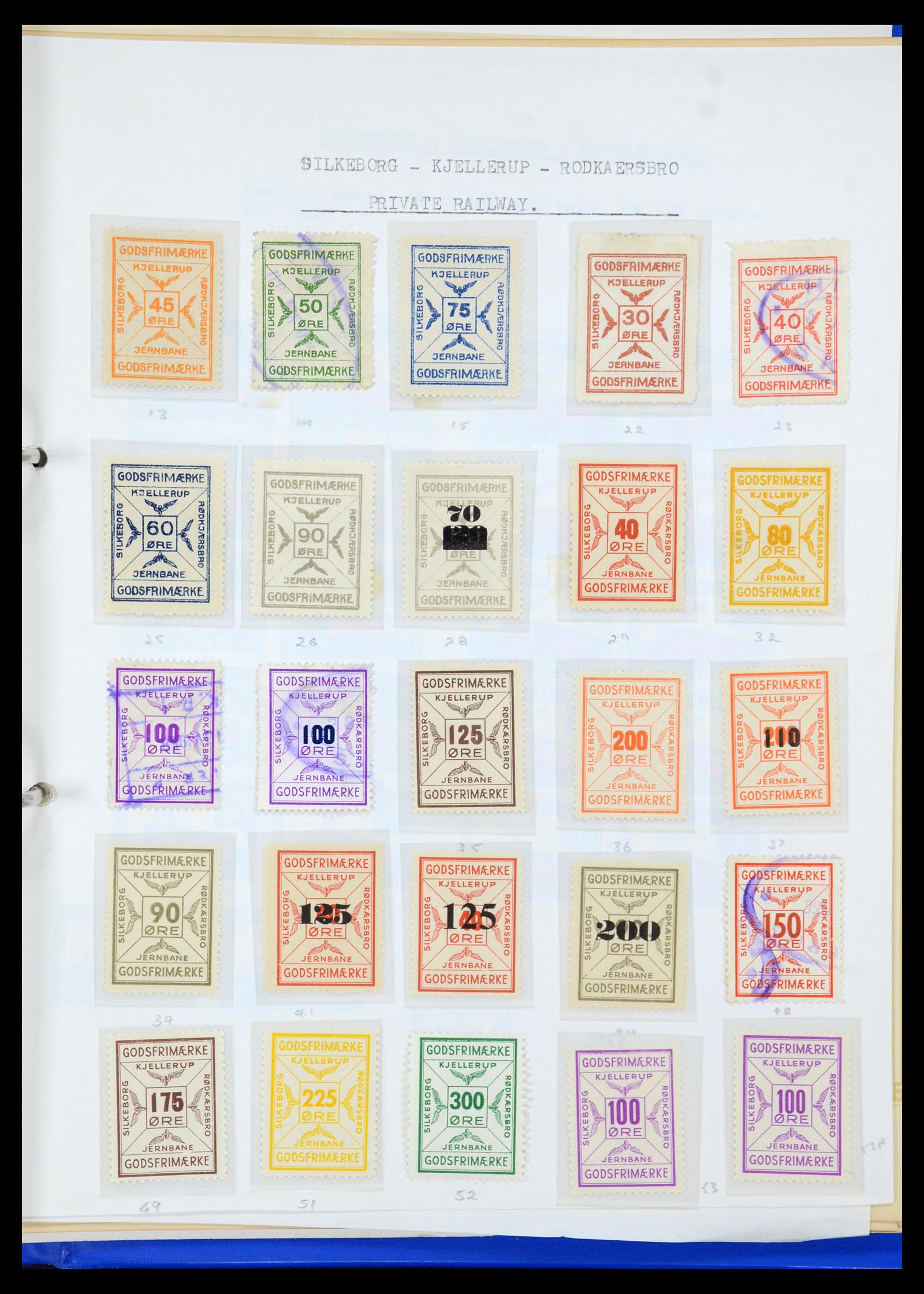 35650 085 - Stamp Collection 35650 Denmark railroad stamps.
