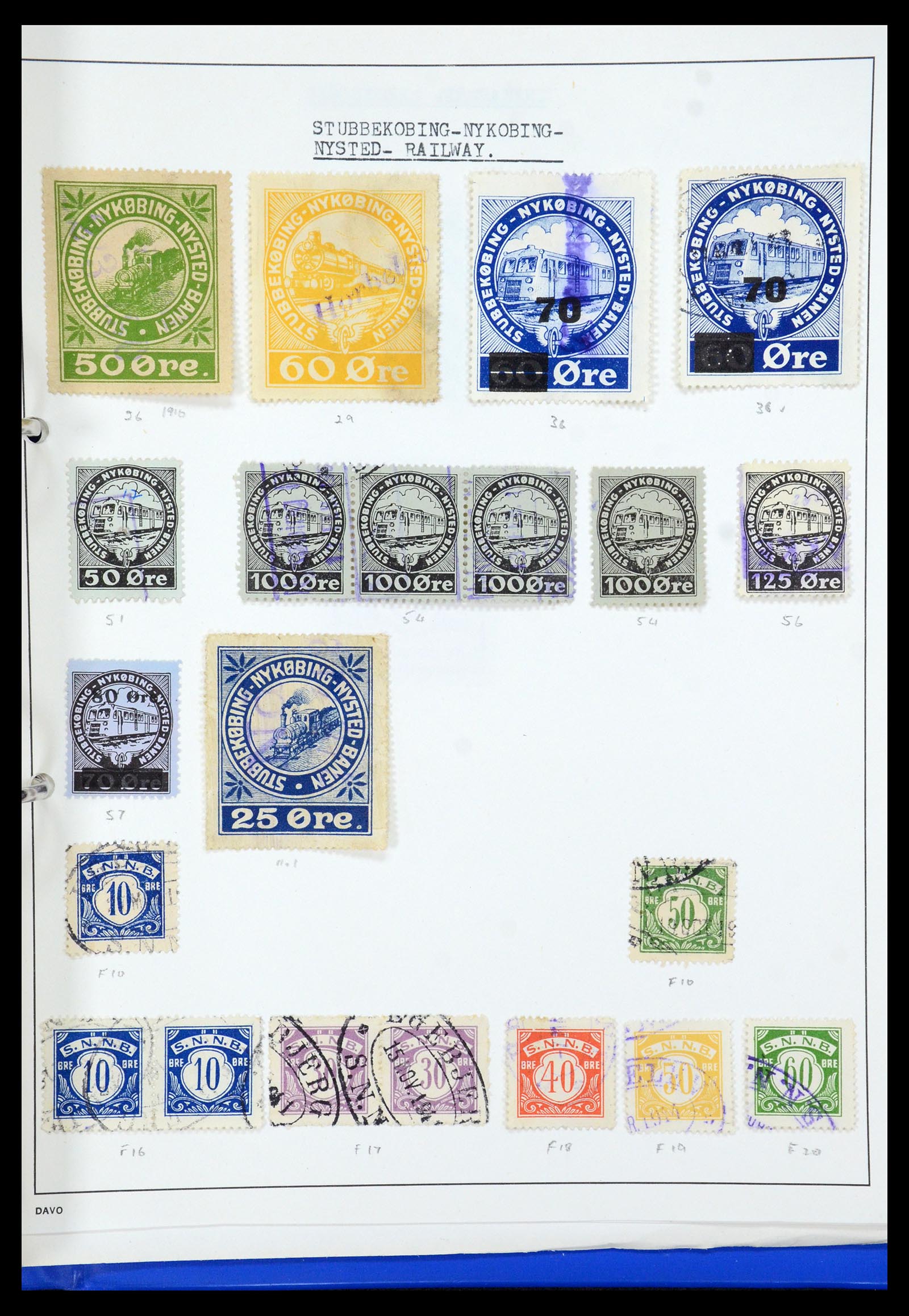 35650 096 - Stamp Collection 35650 Denmark railroad stamps.