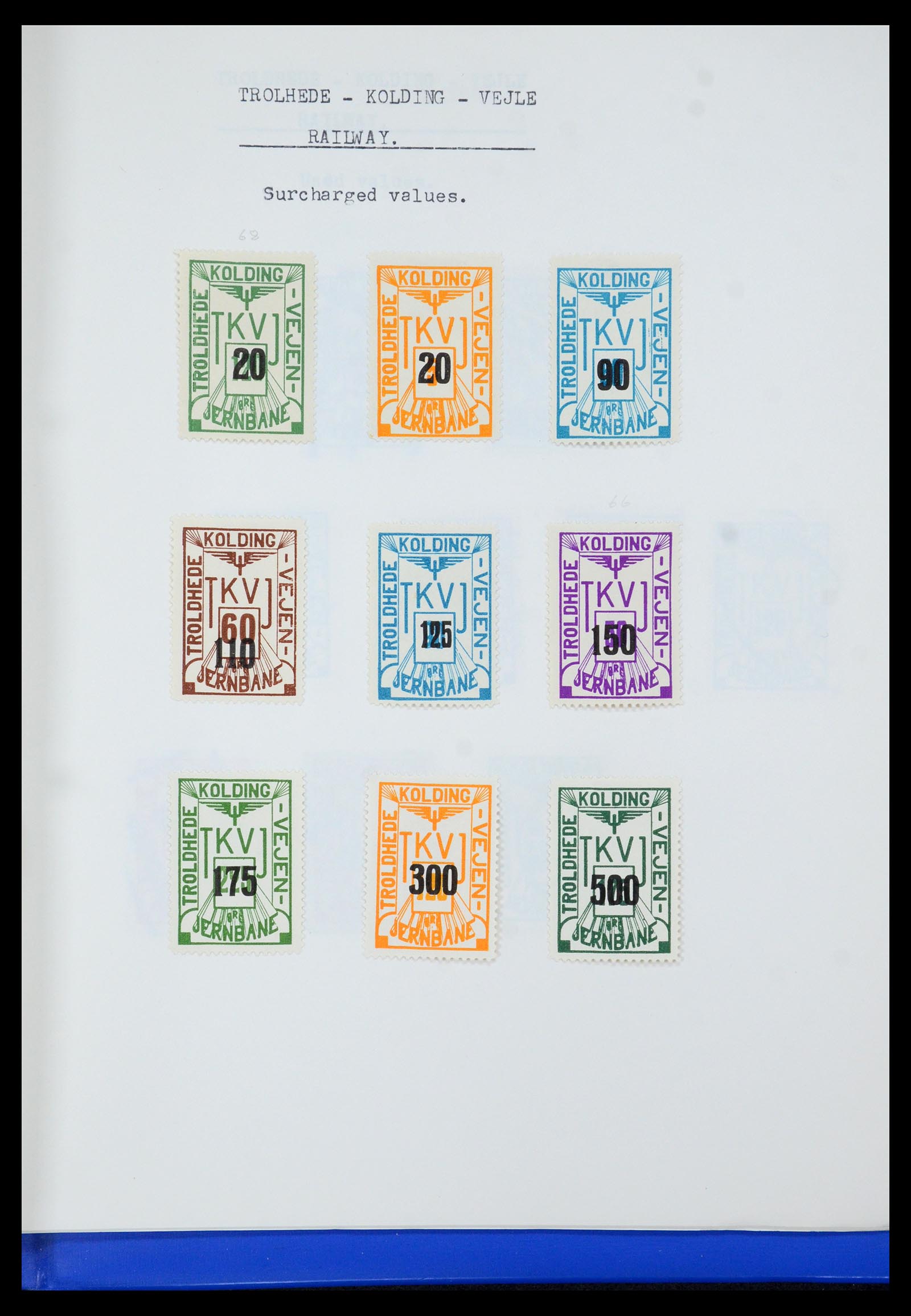 35650 100 - Stamp Collection 35650 Denmark railroad stamps.