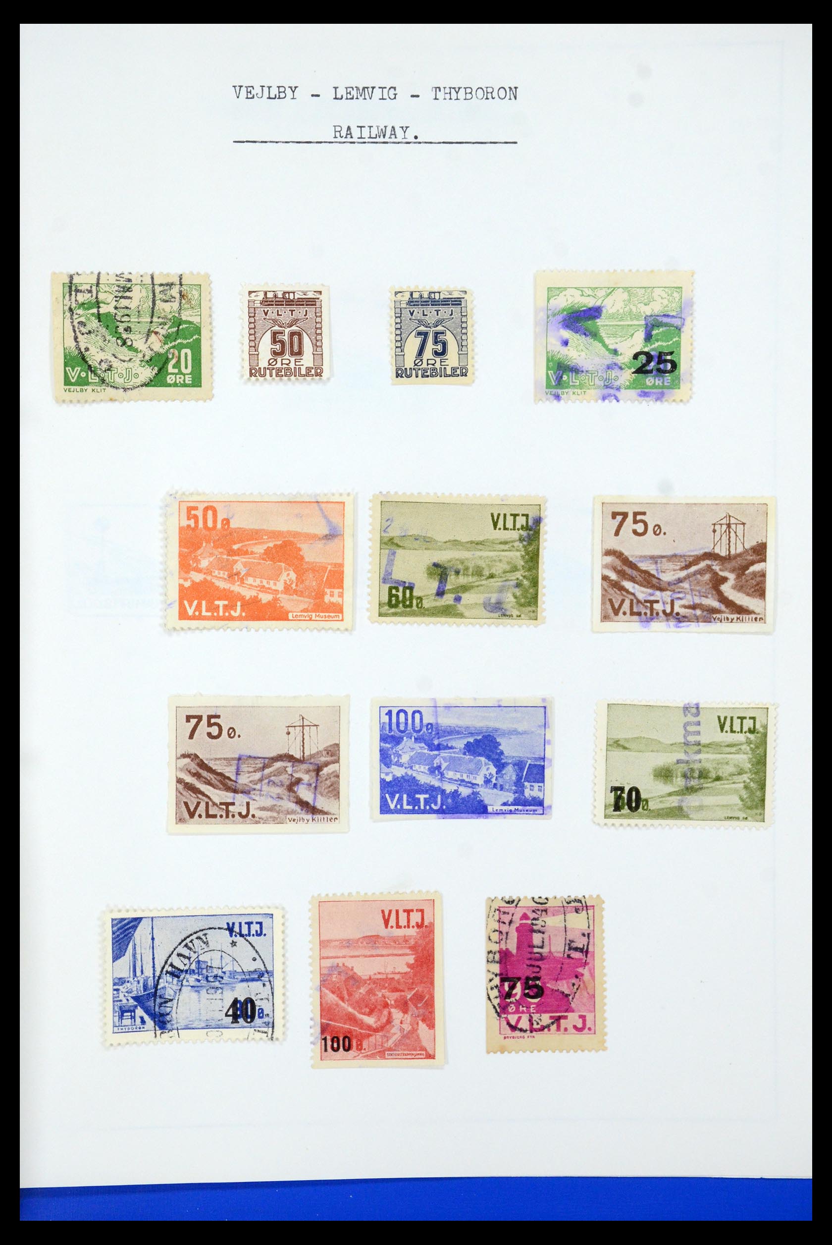 35650 107 - Postzegelverzameling 35650 Denemarken spoorwegzegels.