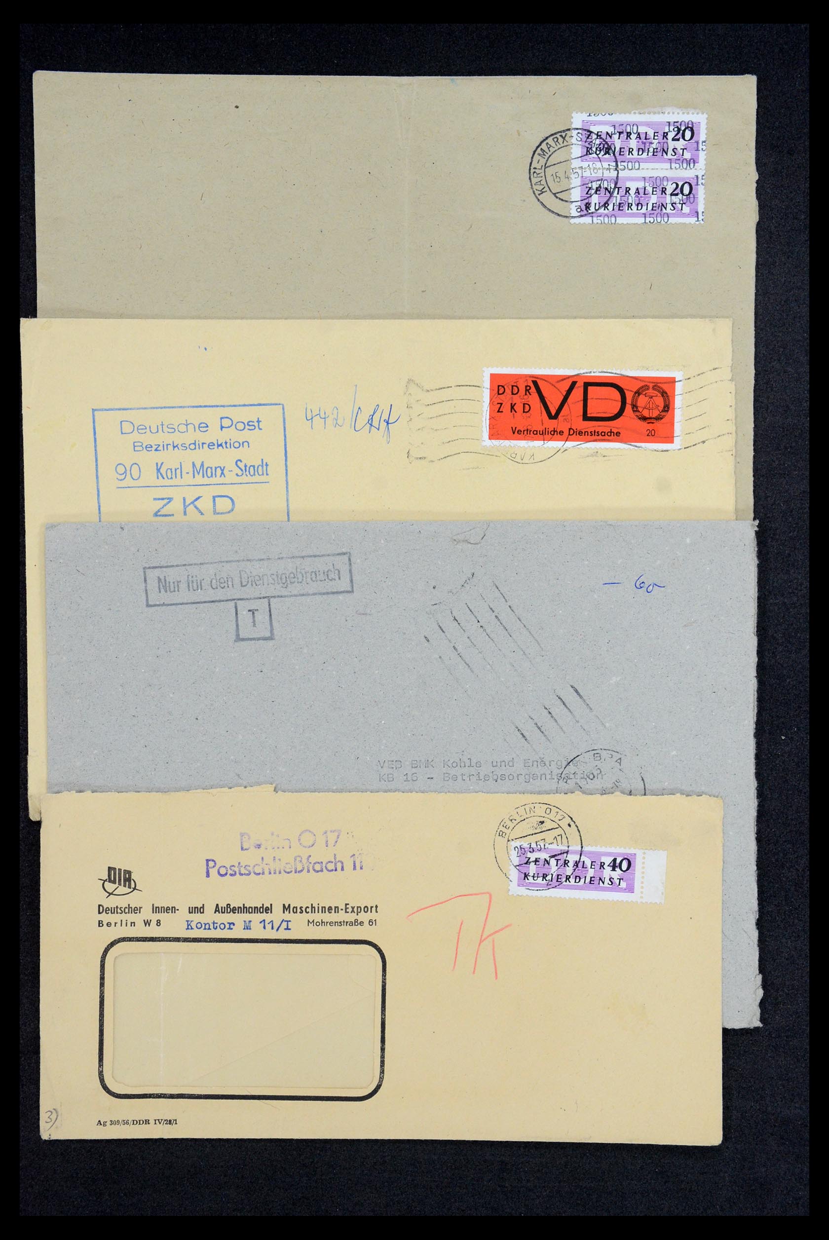 35652 001 - Postzegelverzameling 35652 DDR dienstbrieven 1954-1968.