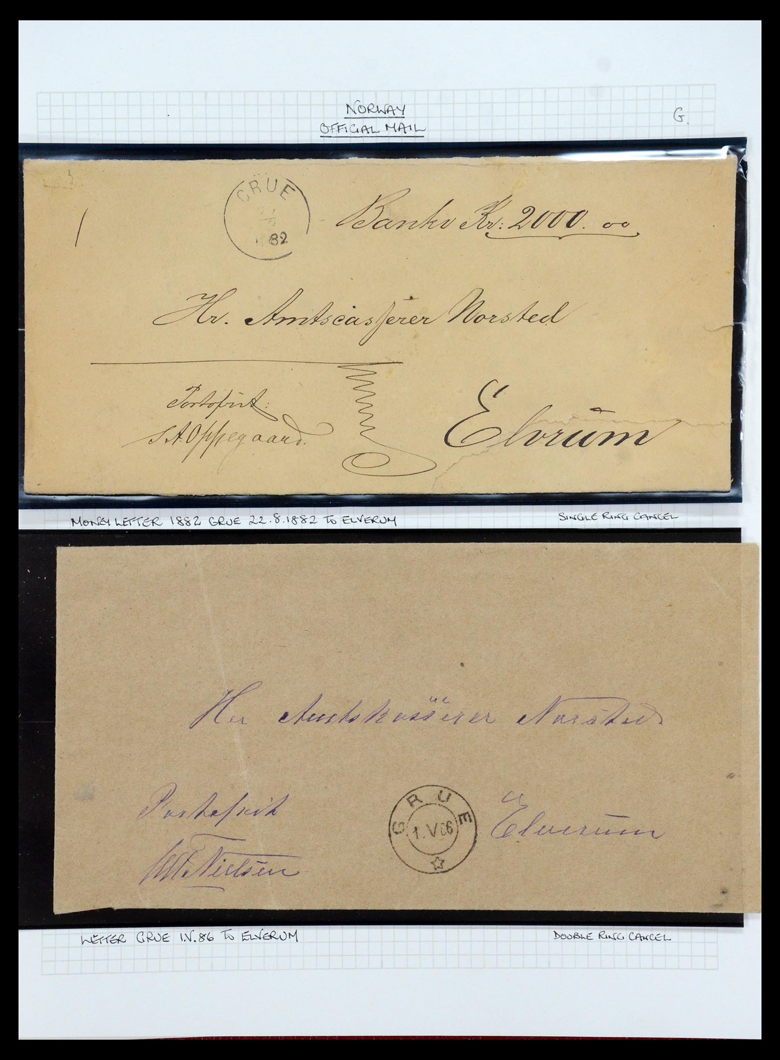 35667 034 - Postzegelverzameling 35667 Noorwegen dienst 1849-1982.