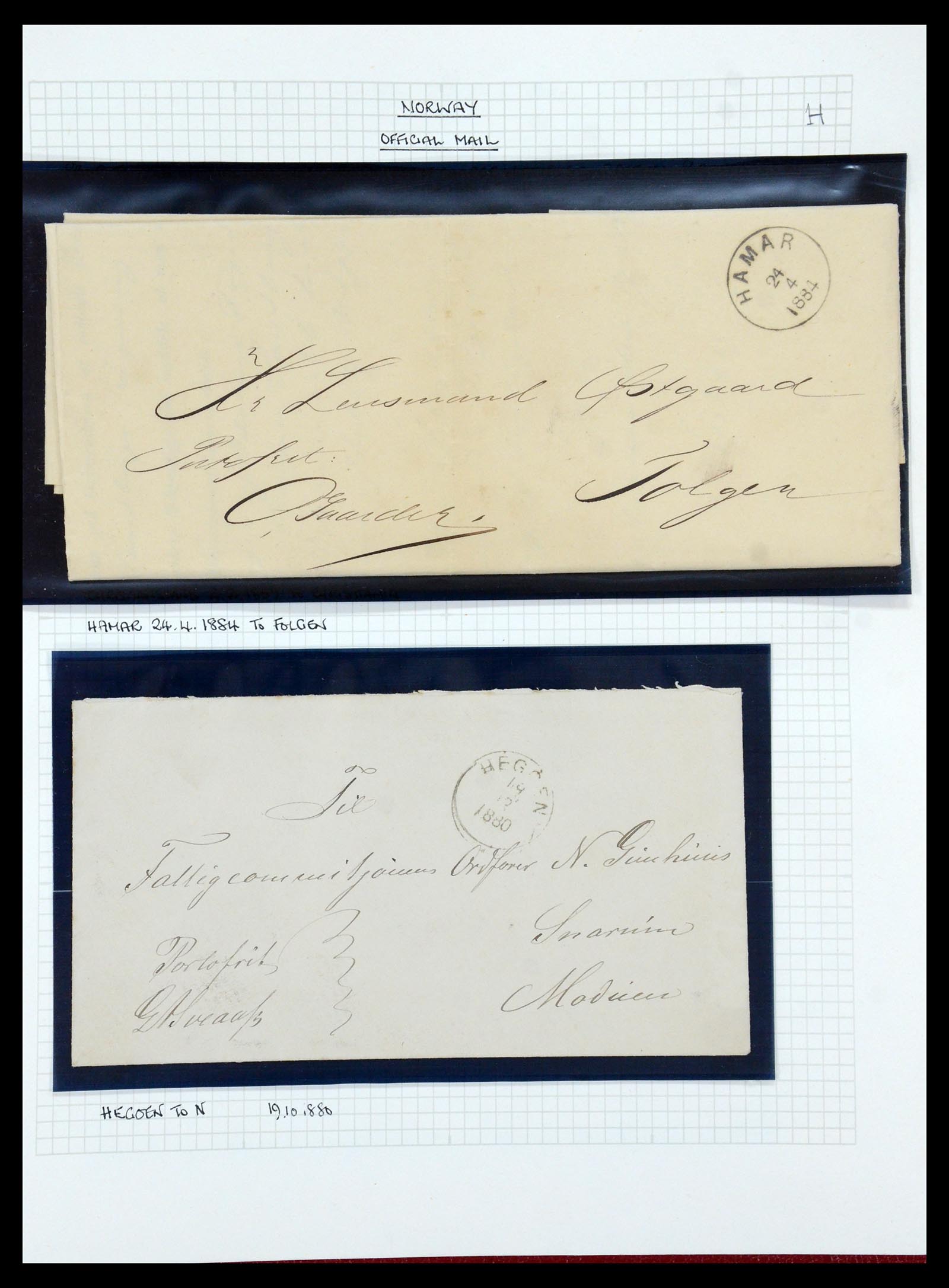 35667 036 - Postzegelverzameling 35667 Noorwegen dienst 1849-1982.