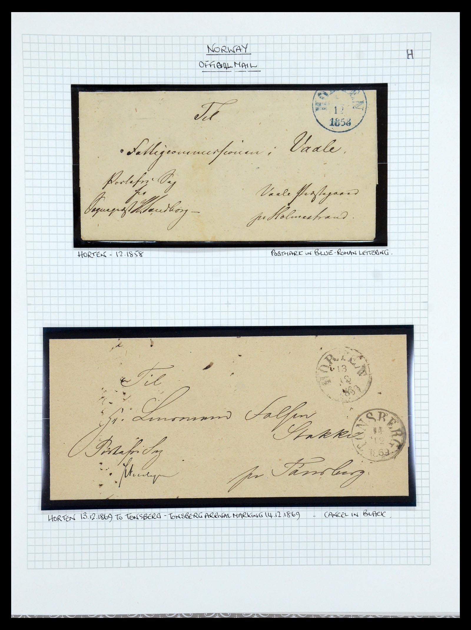 35667 038 - Postzegelverzameling 35667 Noorwegen dienst 1849-1982.