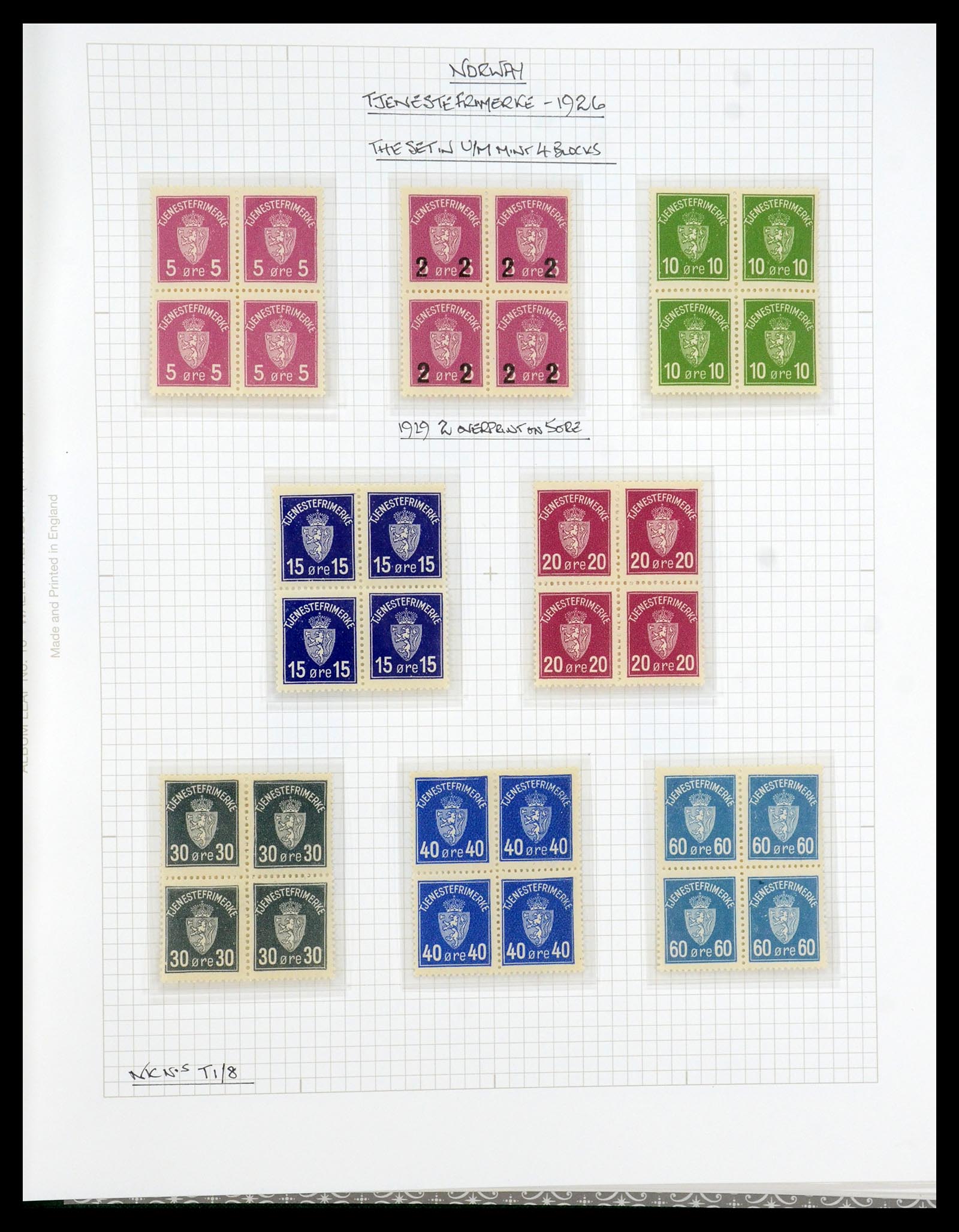 35667 058 - Postzegelverzameling 35667 Noorwegen dienst 1849-1982.
