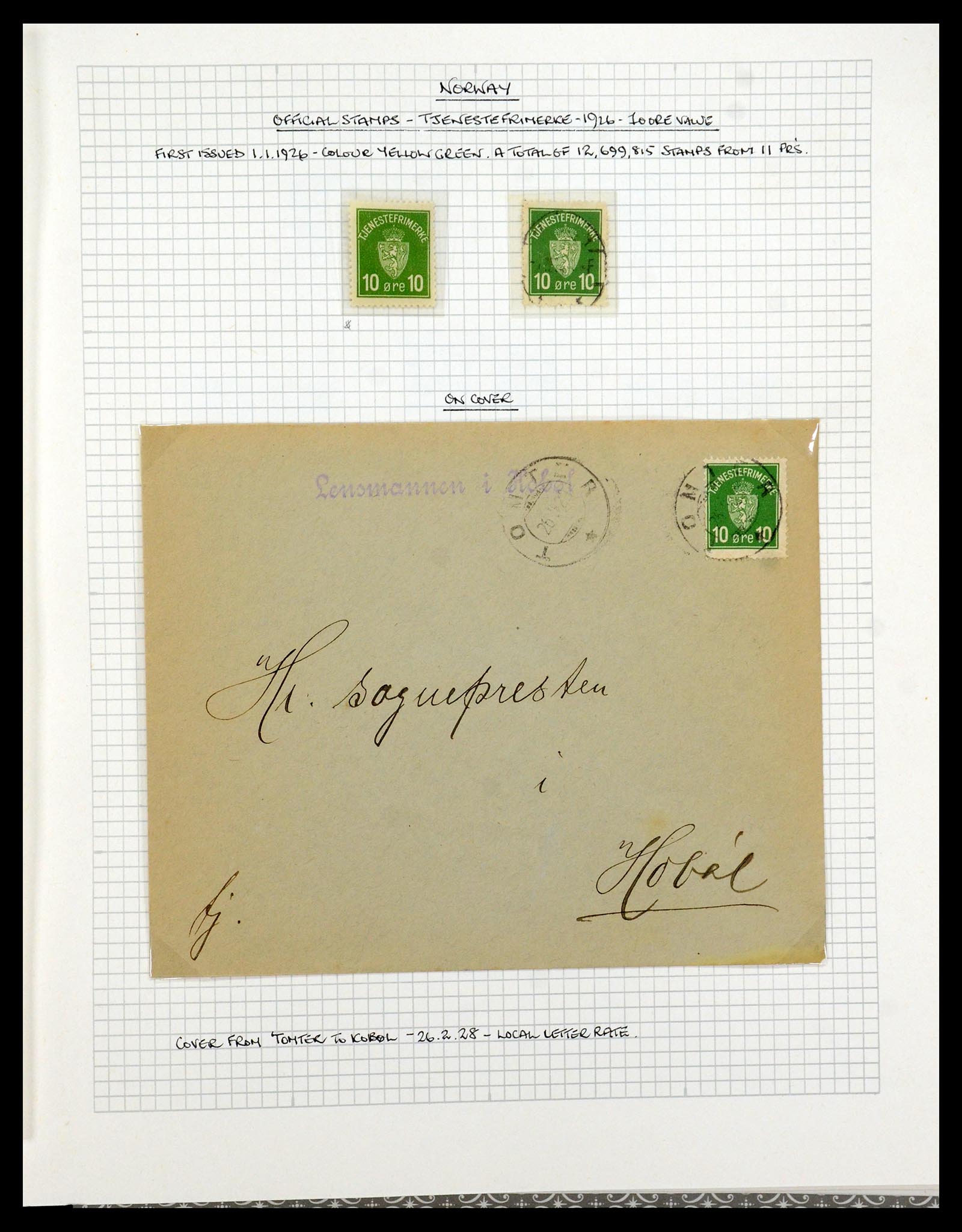 35667 063 - Postzegelverzameling 35667 Noorwegen dienst 1849-1982.