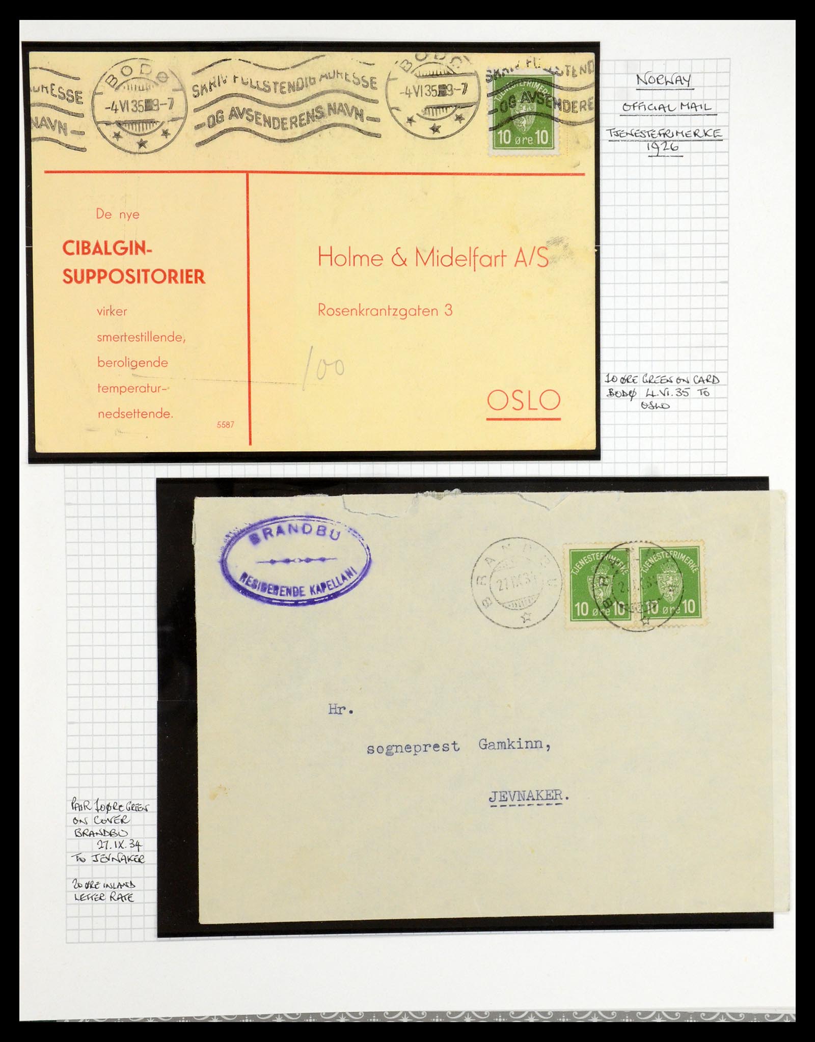 35667 065 - Postzegelverzameling 35667 Noorwegen dienst 1849-1982.