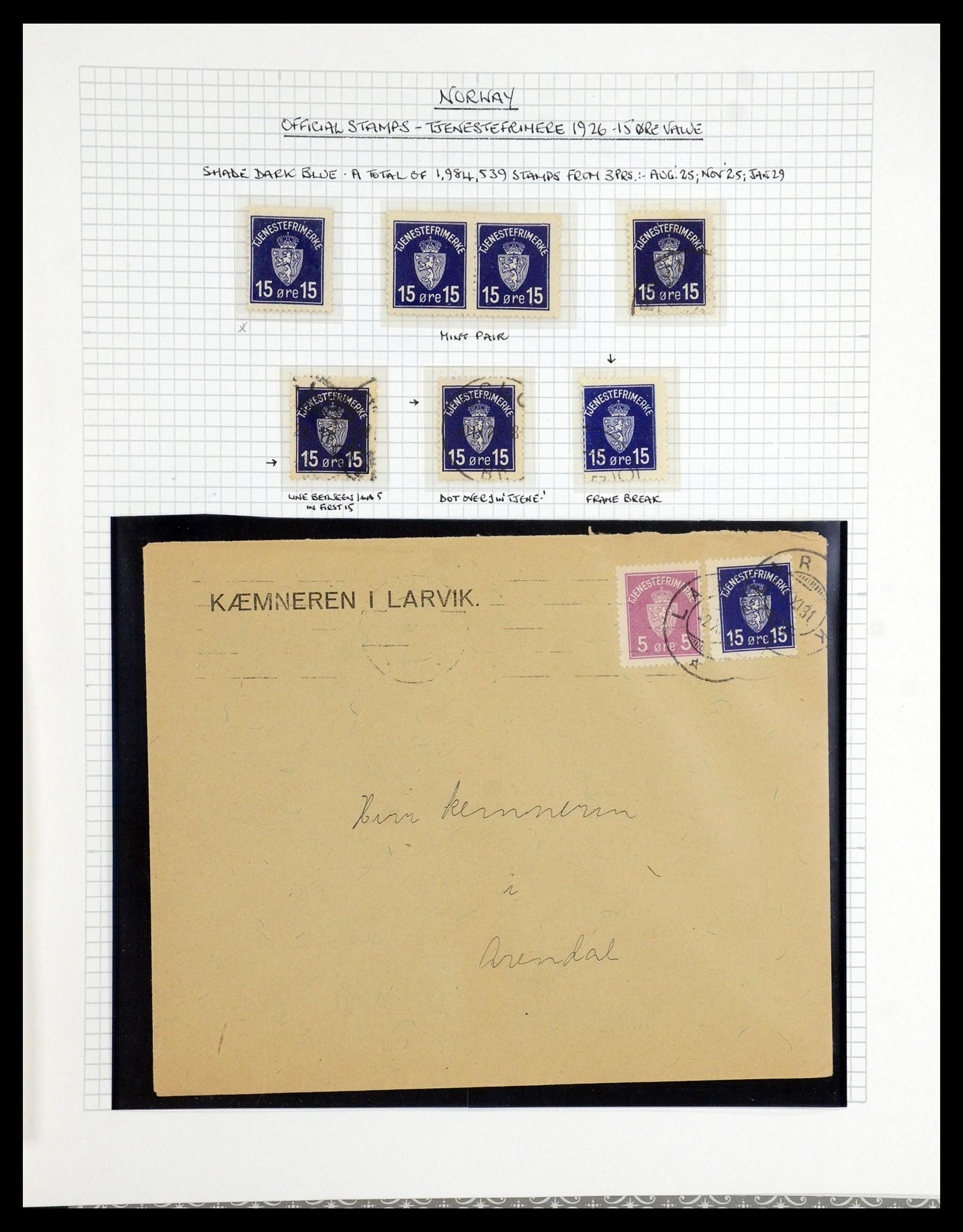35667 067 - Postzegelverzameling 35667 Noorwegen dienst 1849-1982.