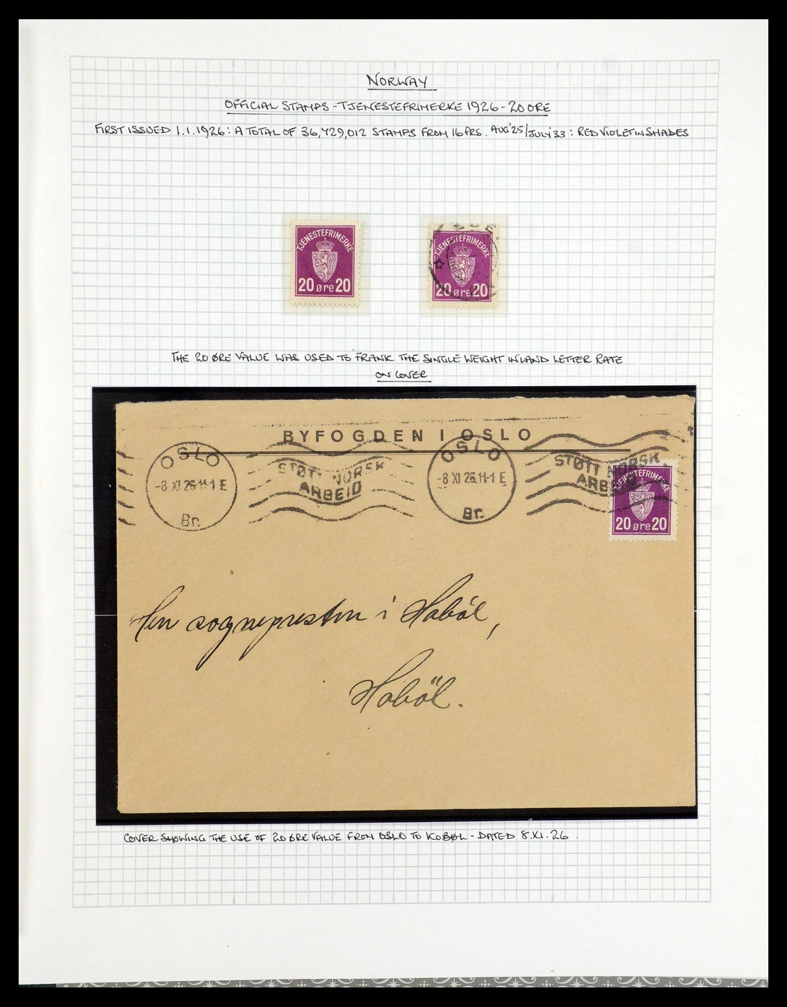 35667 068 - Postzegelverzameling 35667 Noorwegen dienst 1849-1982.