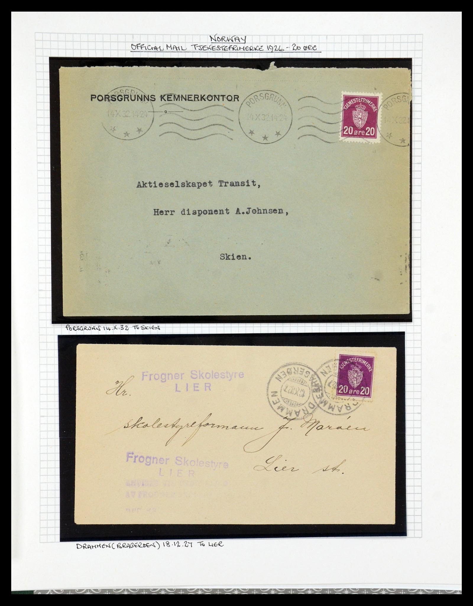 35667 072 - Postzegelverzameling 35667 Noorwegen dienst 1849-1982.