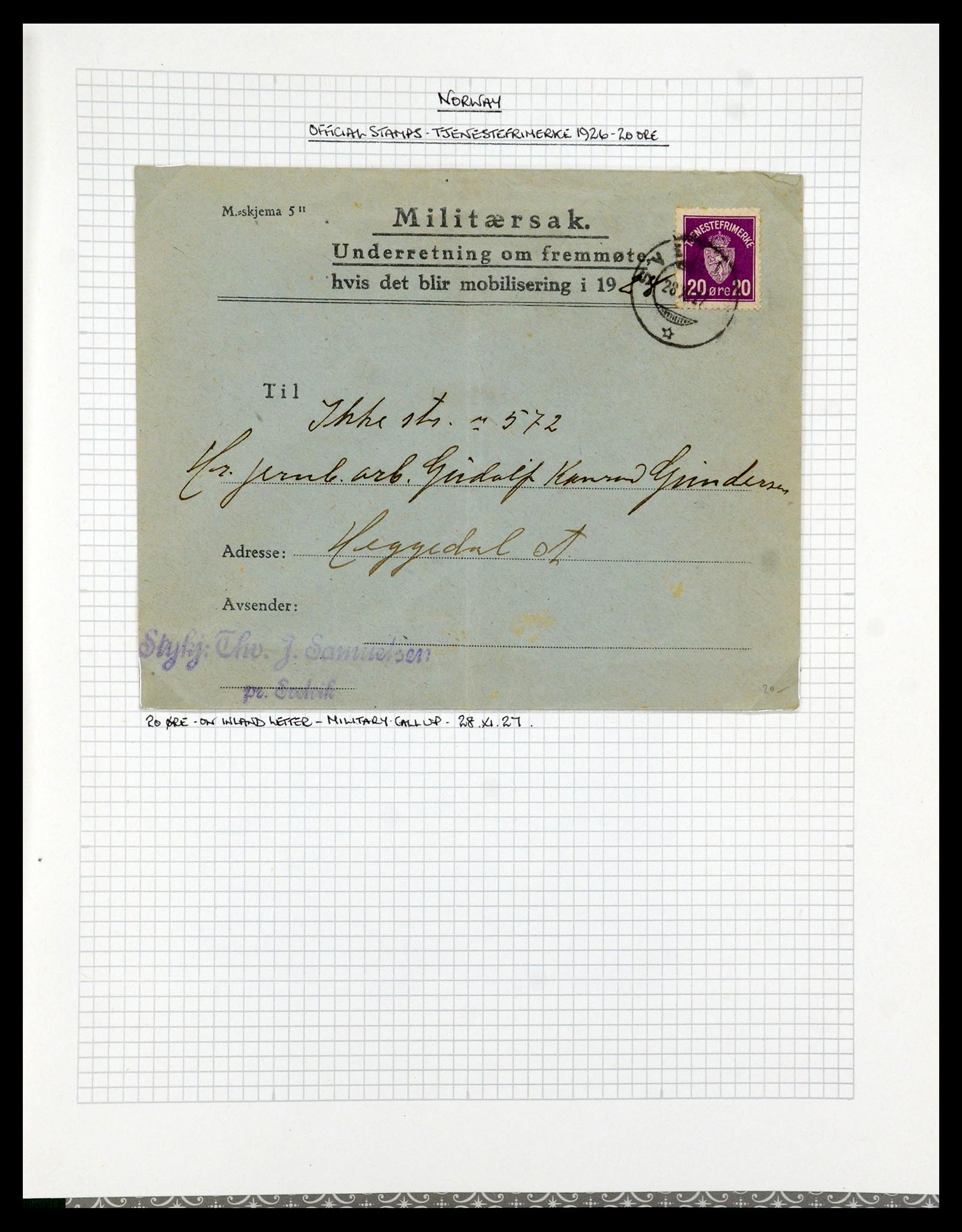 35667 074 - Postzegelverzameling 35667 Noorwegen dienst 1849-1982.