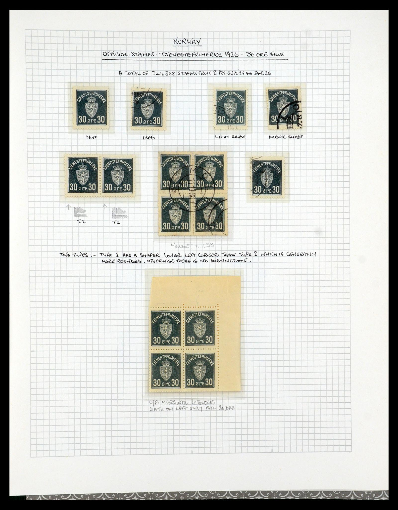 35667 076 - Postzegelverzameling 35667 Noorwegen dienst 1849-1982.