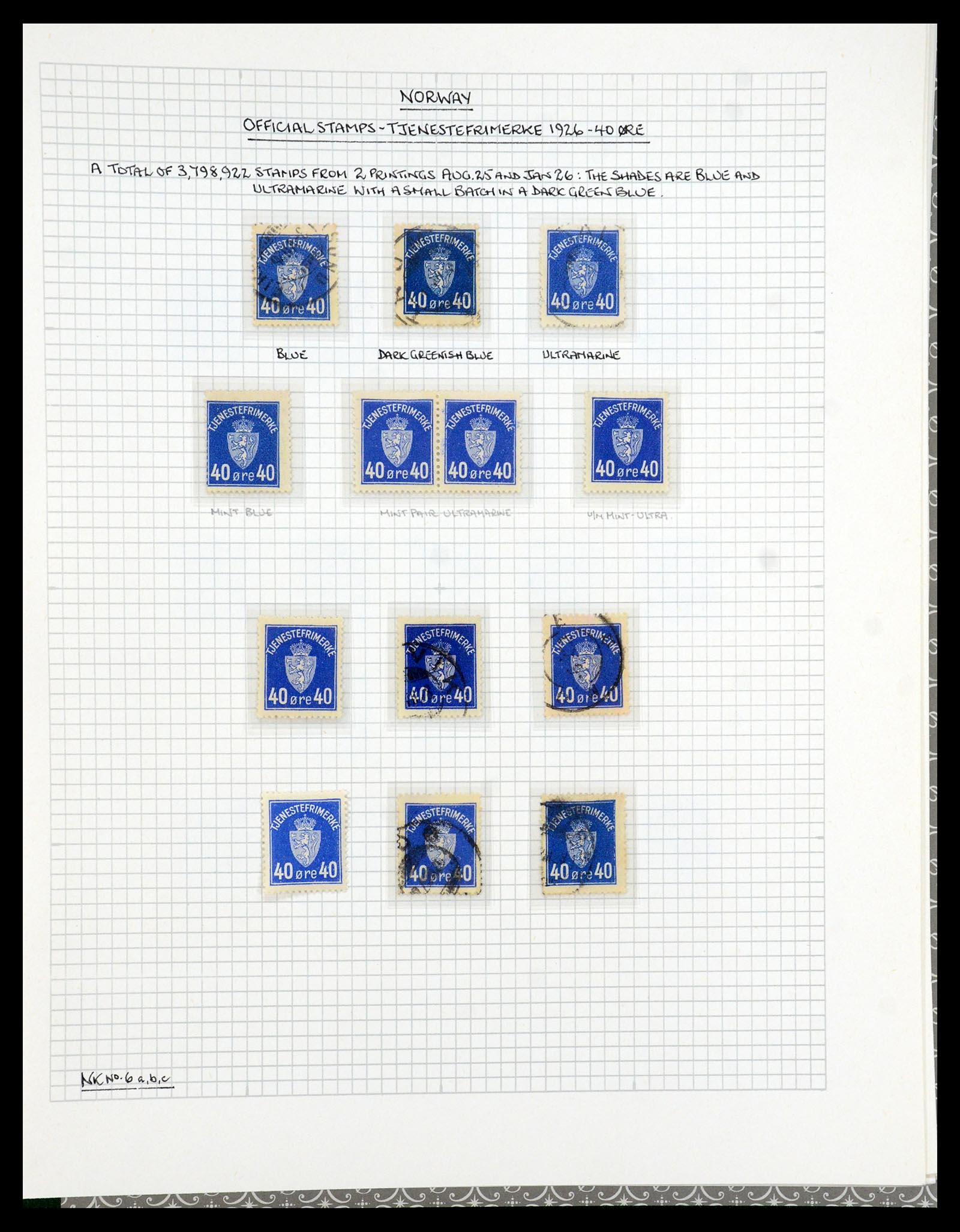 35667 077 - Postzegelverzameling 35667 Noorwegen dienst 1849-1982.