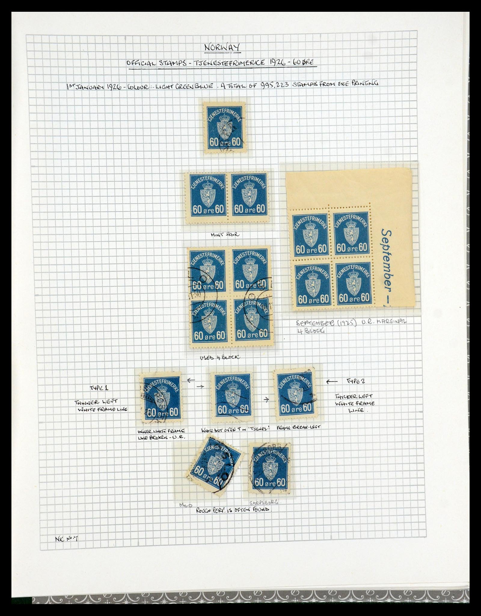 35667 080 - Postzegelverzameling 35667 Noorwegen dienst 1849-1982.