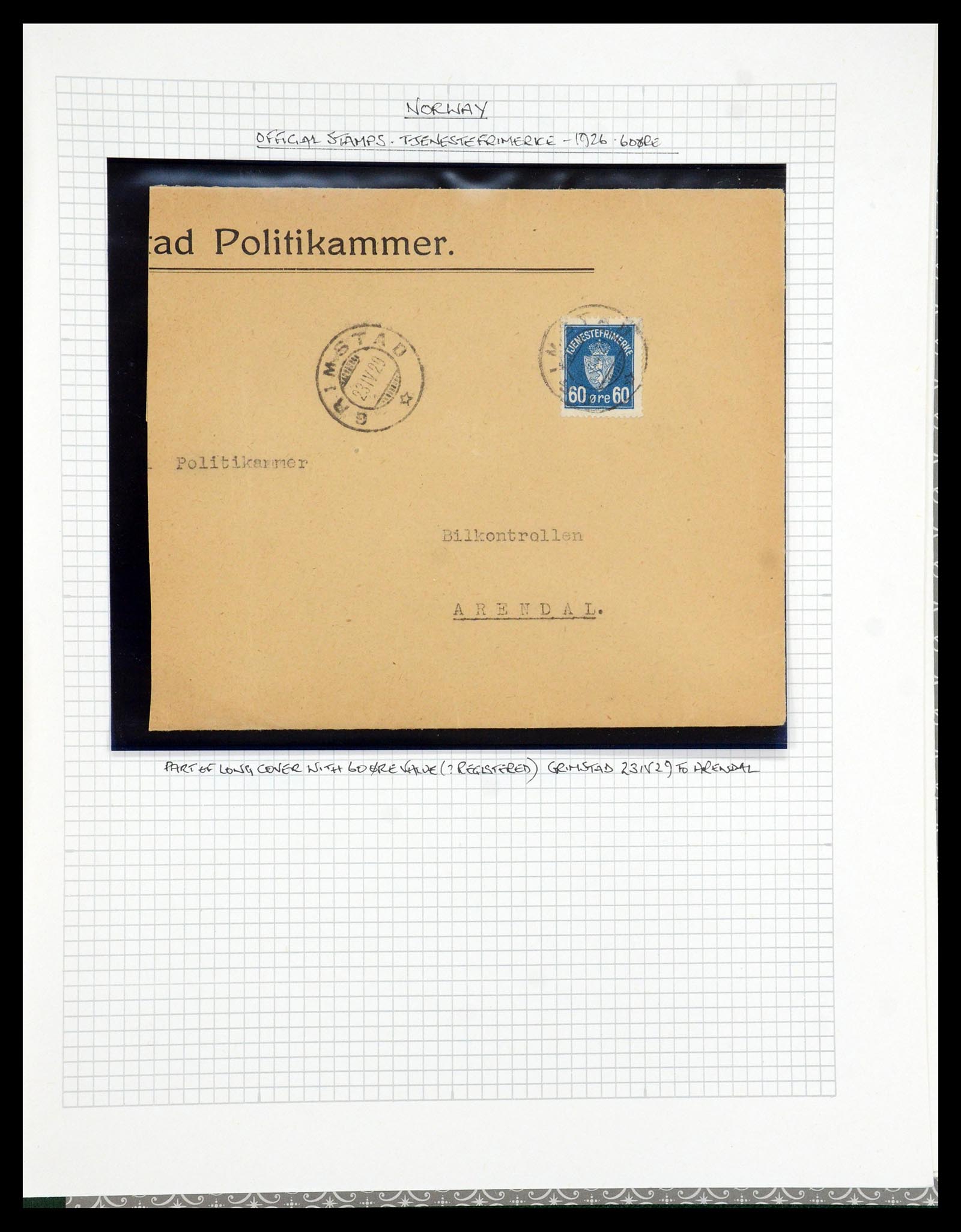 35667 081 - Postzegelverzameling 35667 Noorwegen dienst 1849-1982.