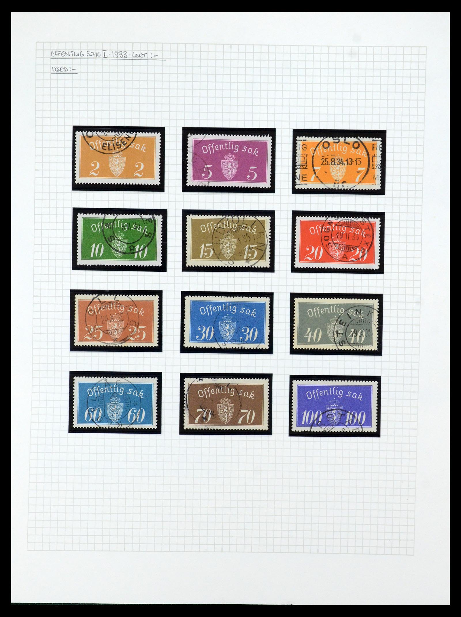 35667 089 - Postzegelverzameling 35667 Noorwegen dienst 1849-1982.
