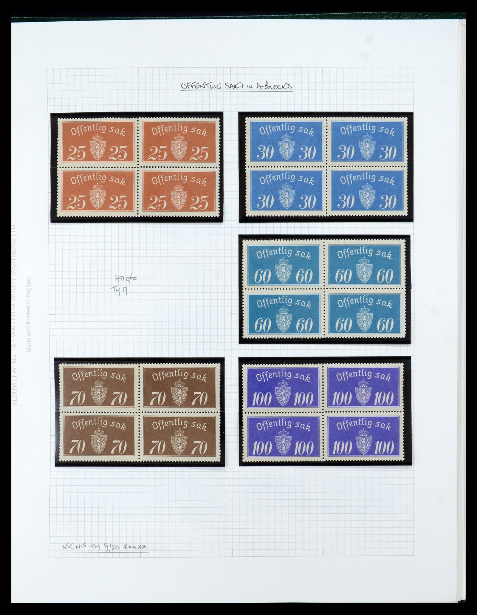 35667 091 - Postzegelverzameling 35667 Noorwegen dienst 1849-1982.
