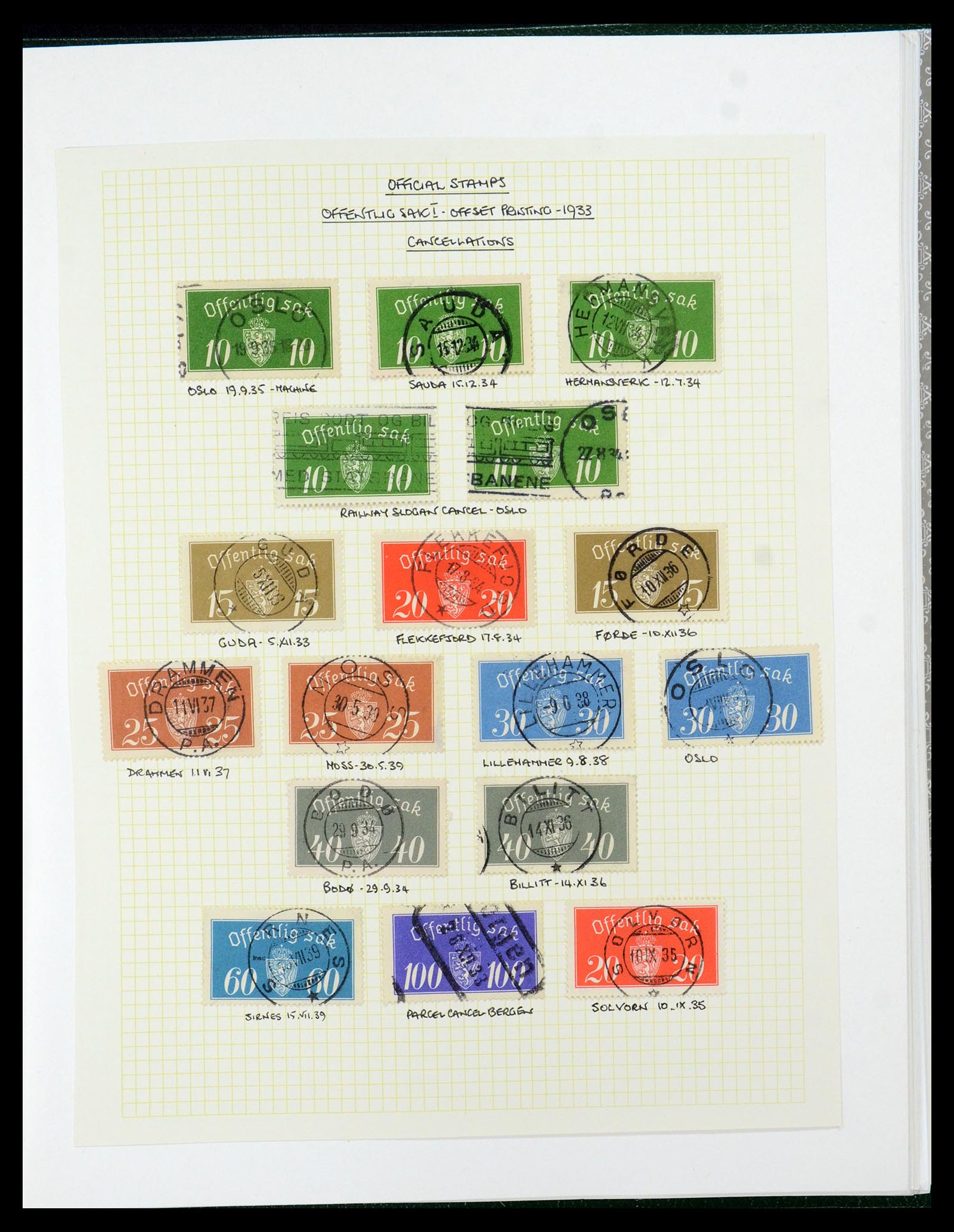 35667 094 - Postzegelverzameling 35667 Noorwegen dienst 1849-1982.