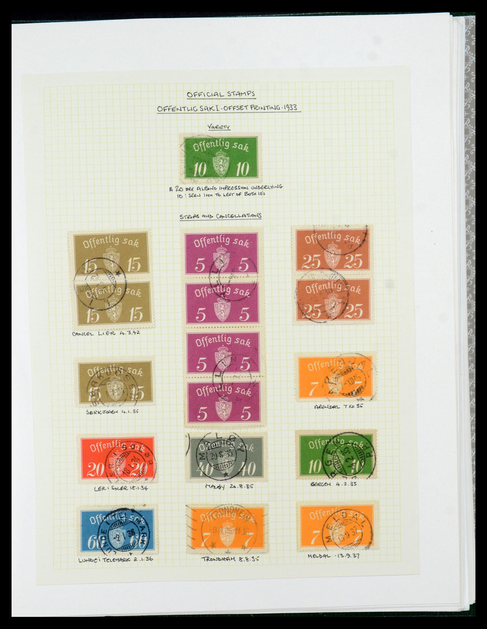35667 095 - Postzegelverzameling 35667 Noorwegen dienst 1849-1982.