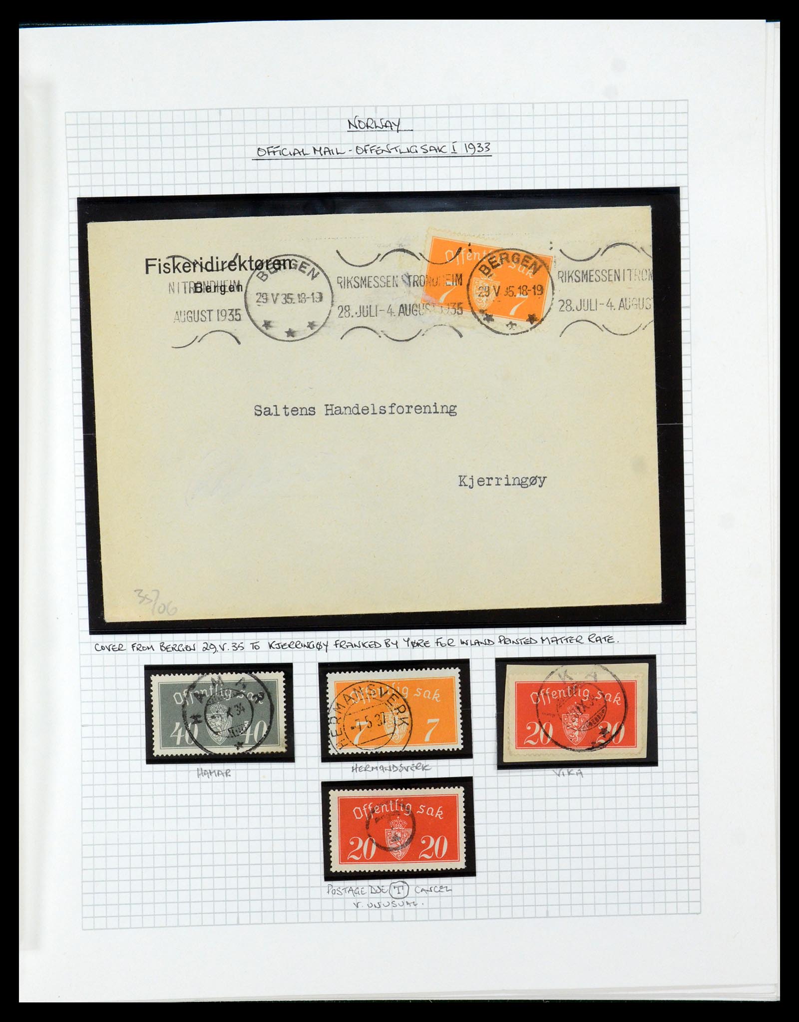 35667 096 - Postzegelverzameling 35667 Noorwegen dienst 1849-1982.