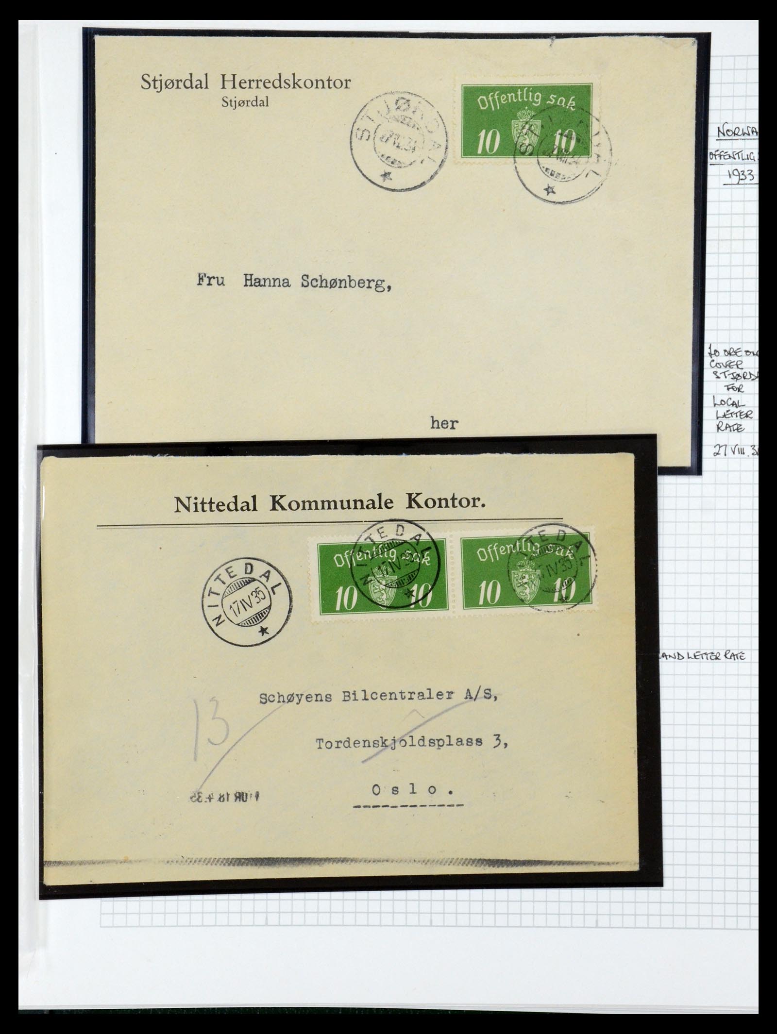 35667 099 - Postzegelverzameling 35667 Noorwegen dienst 1849-1982.