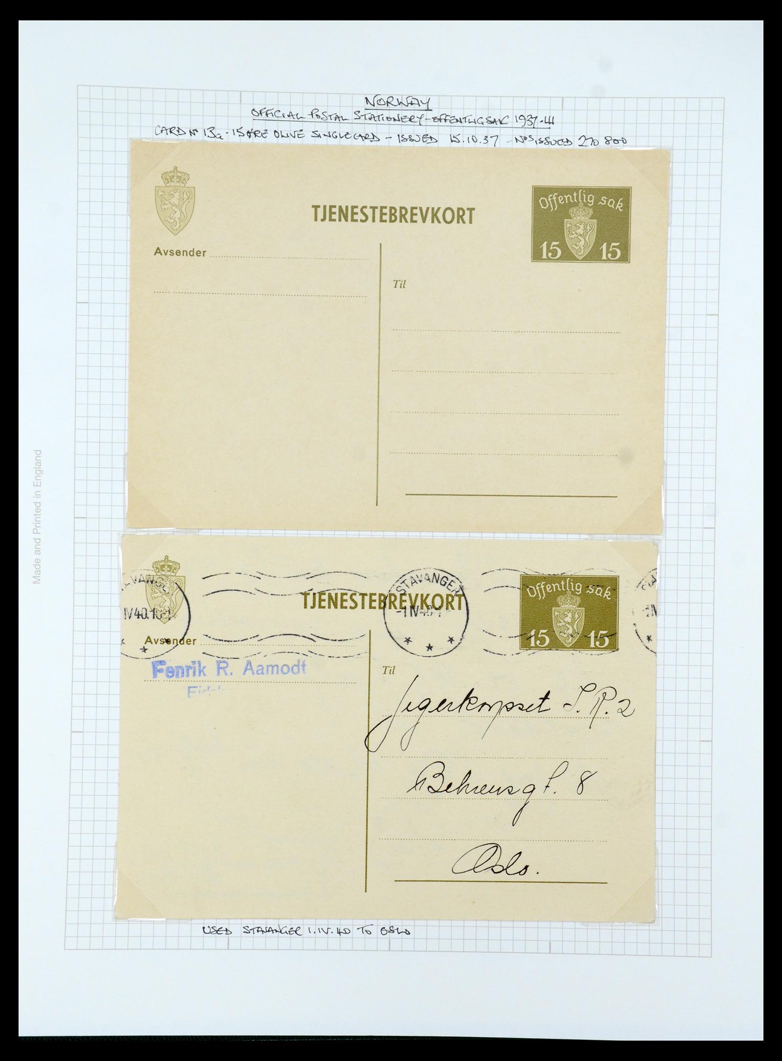 35667 250 - Postzegelverzameling 35667 Noorwegen dienst 1849-1982.