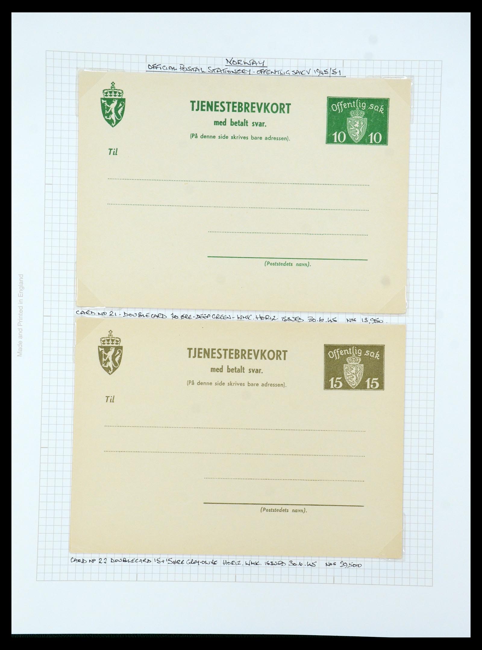 35667 256 - Postzegelverzameling 35667 Noorwegen dienst 1849-1982.