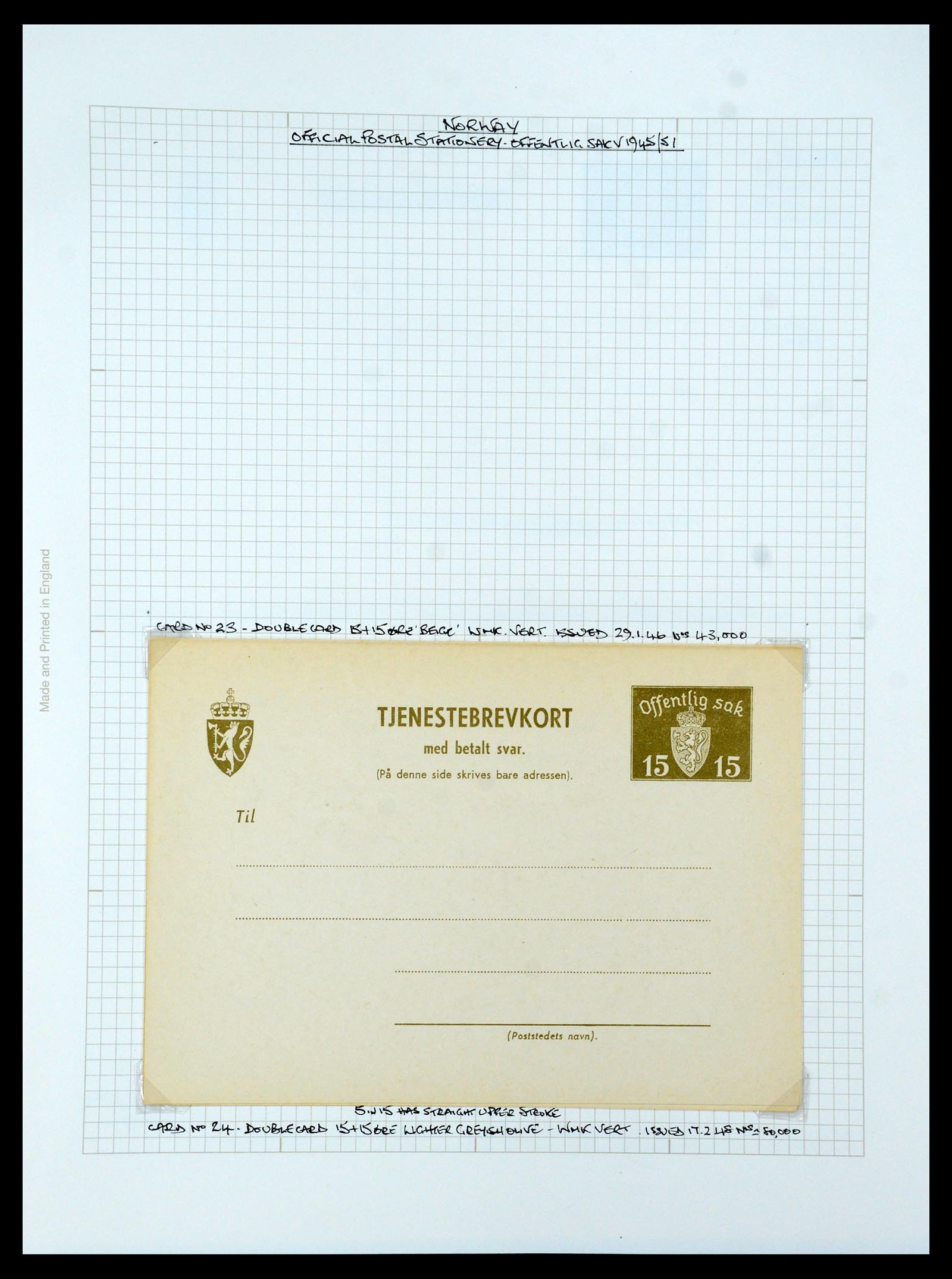 35667 257 - Postzegelverzameling 35667 Noorwegen dienst 1849-1982.
