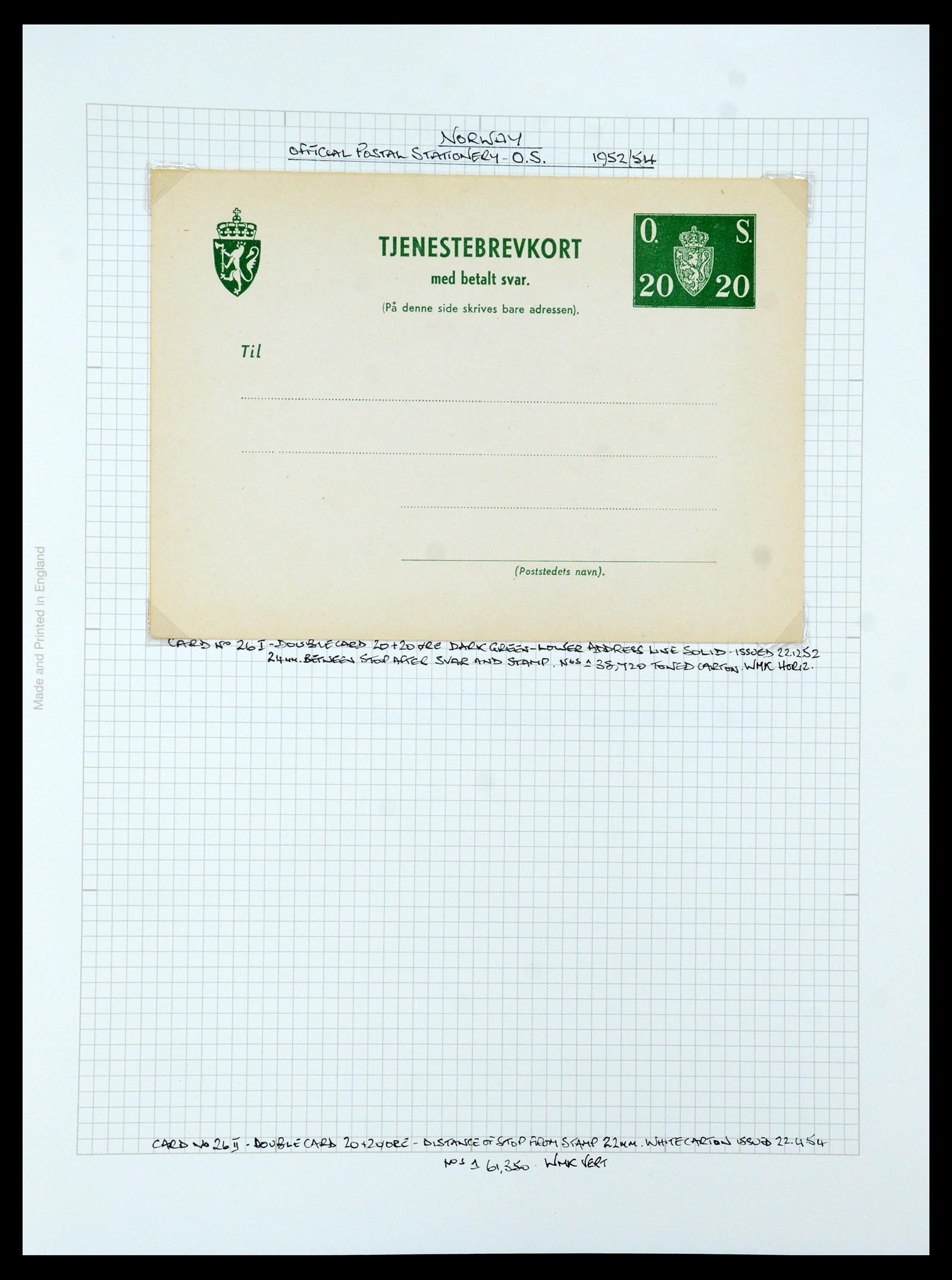 35667 259 - Postzegelverzameling 35667 Noorwegen dienst 1849-1982.