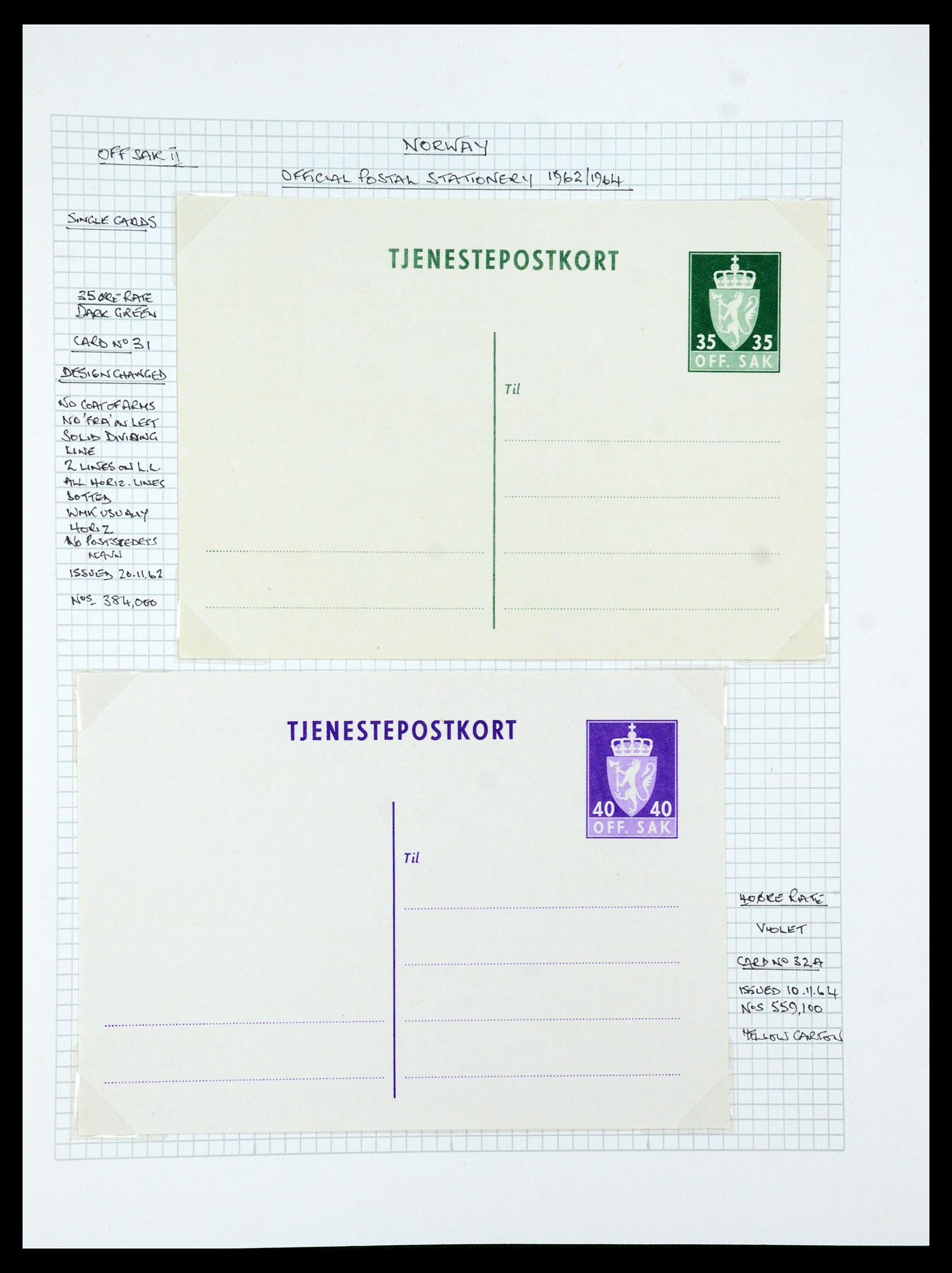 35667 264 - Stamp Collection 35667 Norway officials 1849-1982.