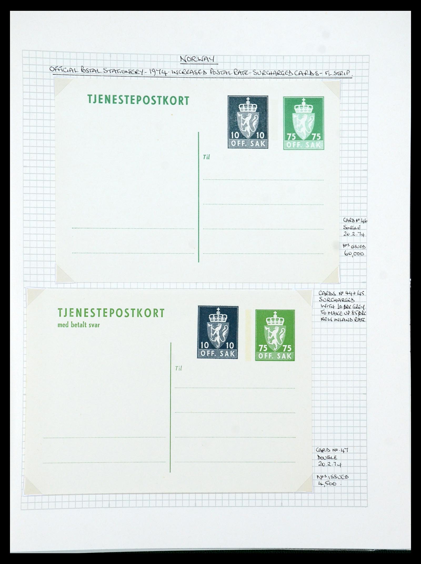 35667 274 - Postzegelverzameling 35667 Noorwegen dienst 1849-1982.