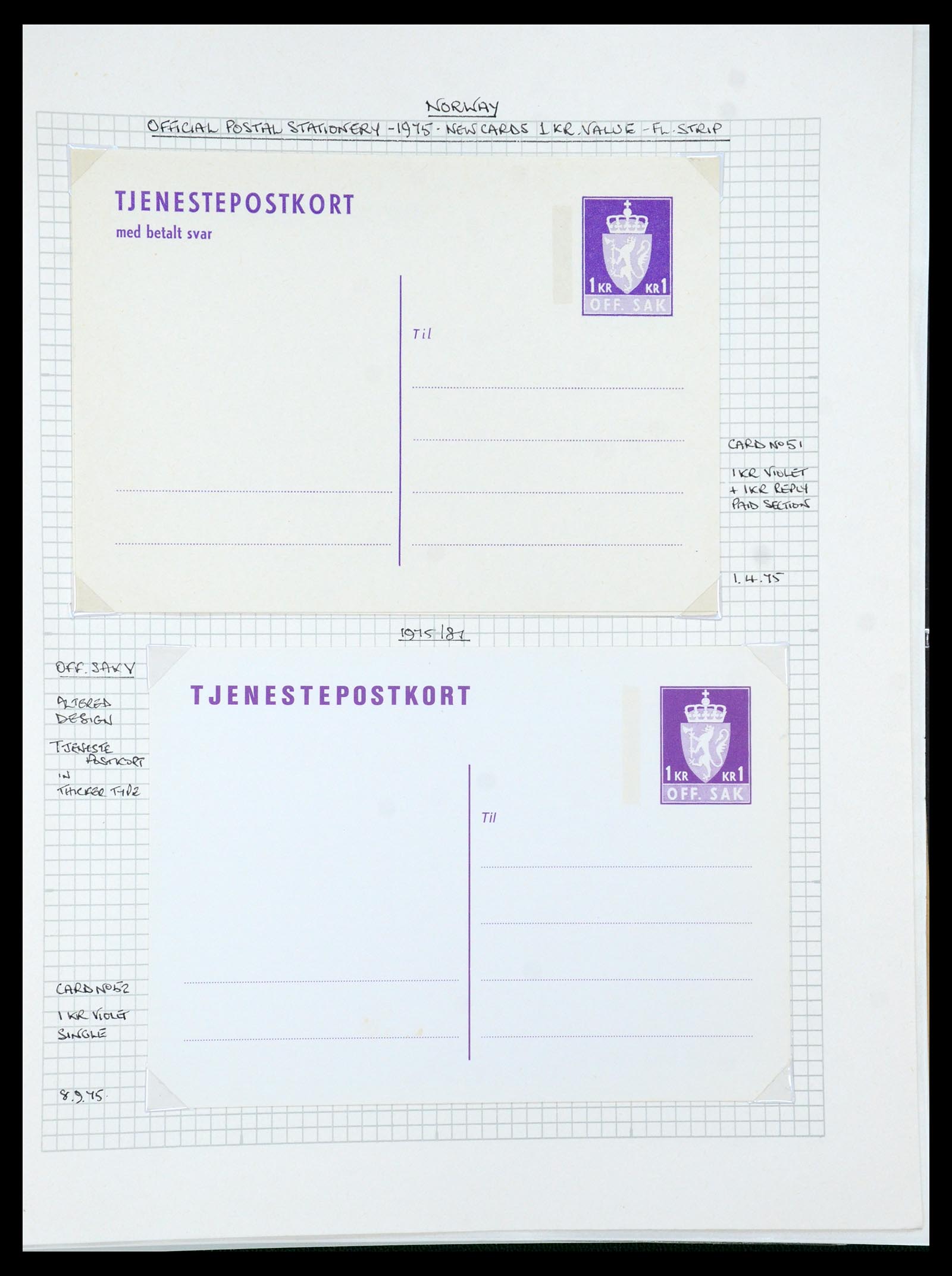 35667 277 - Postzegelverzameling 35667 Noorwegen dienst 1849-1982.