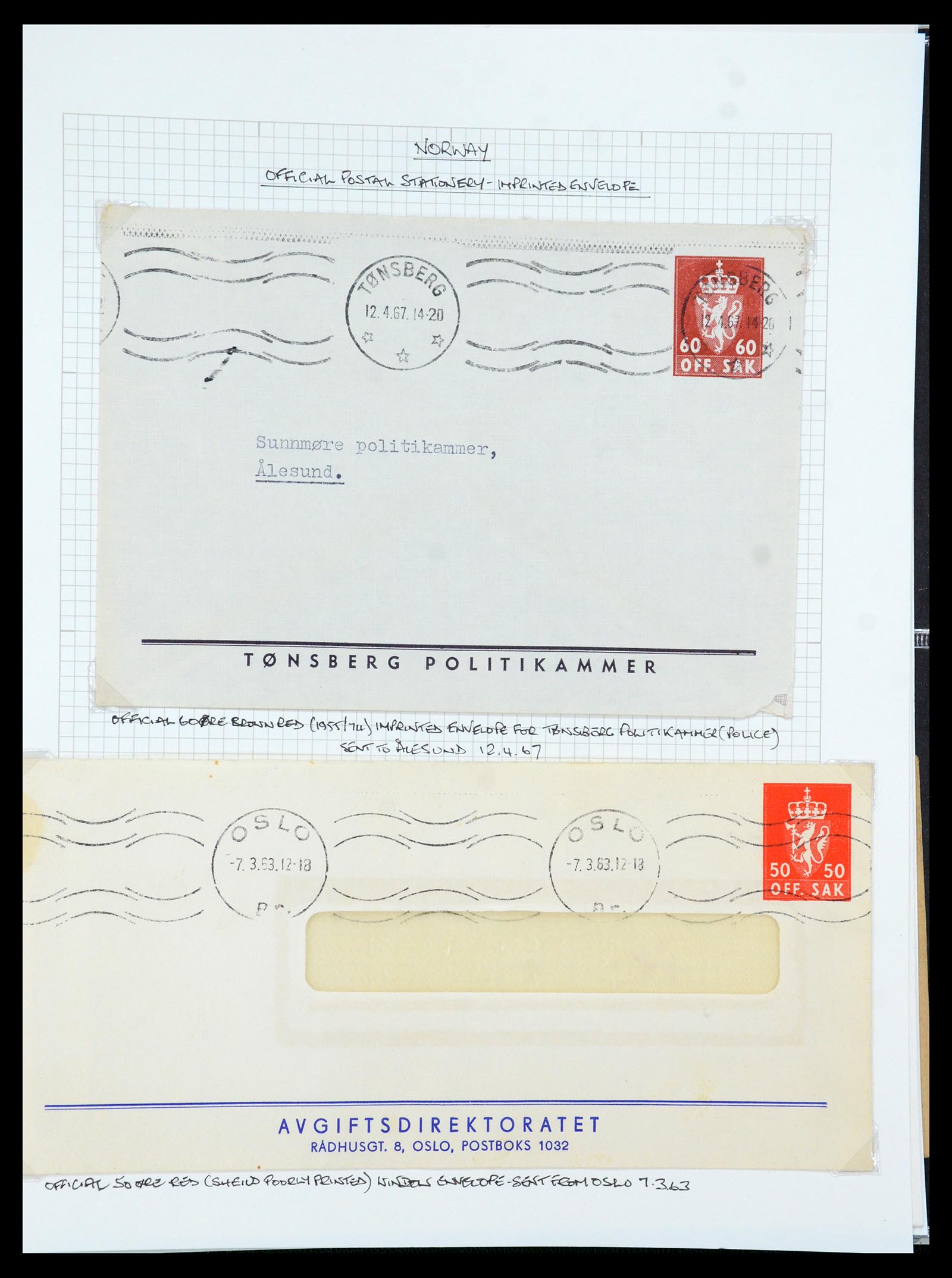 35667 282 - Postzegelverzameling 35667 Noorwegen dienst 1849-1982.