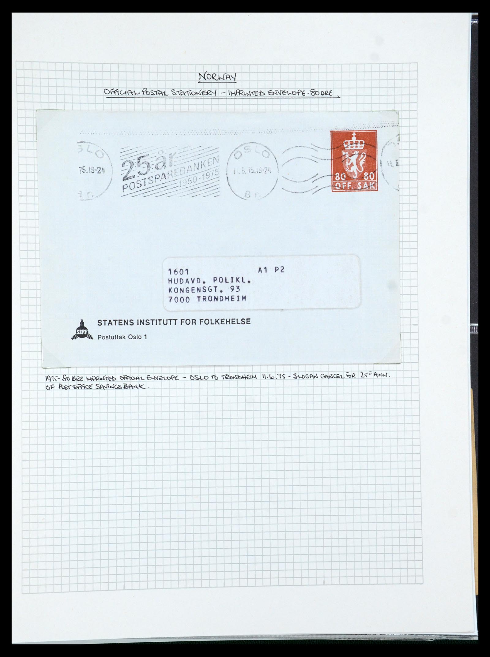 35667 283 - Postzegelverzameling 35667 Noorwegen dienst 1849-1982.