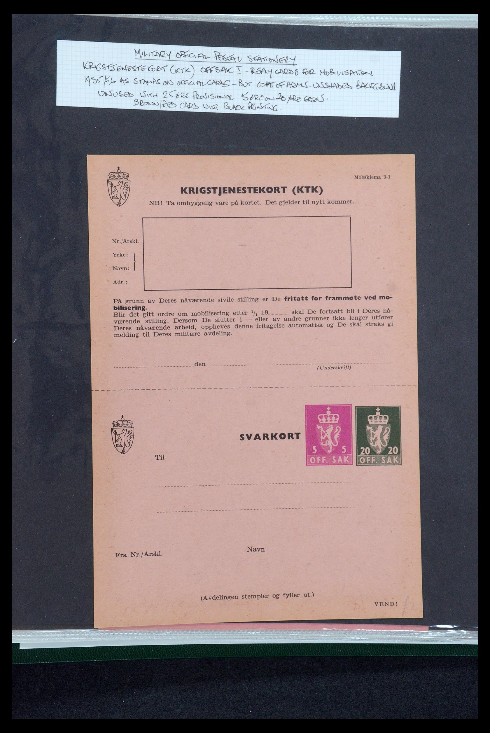 35667 289 - Postzegelverzameling 35667 Noorwegen dienst 1849-1982.