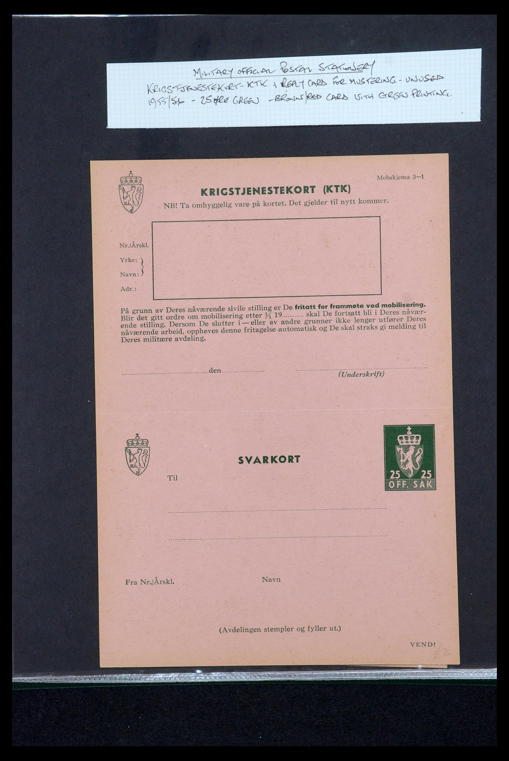 35667 290 - Postzegelverzameling 35667 Noorwegen dienst 1849-1982.