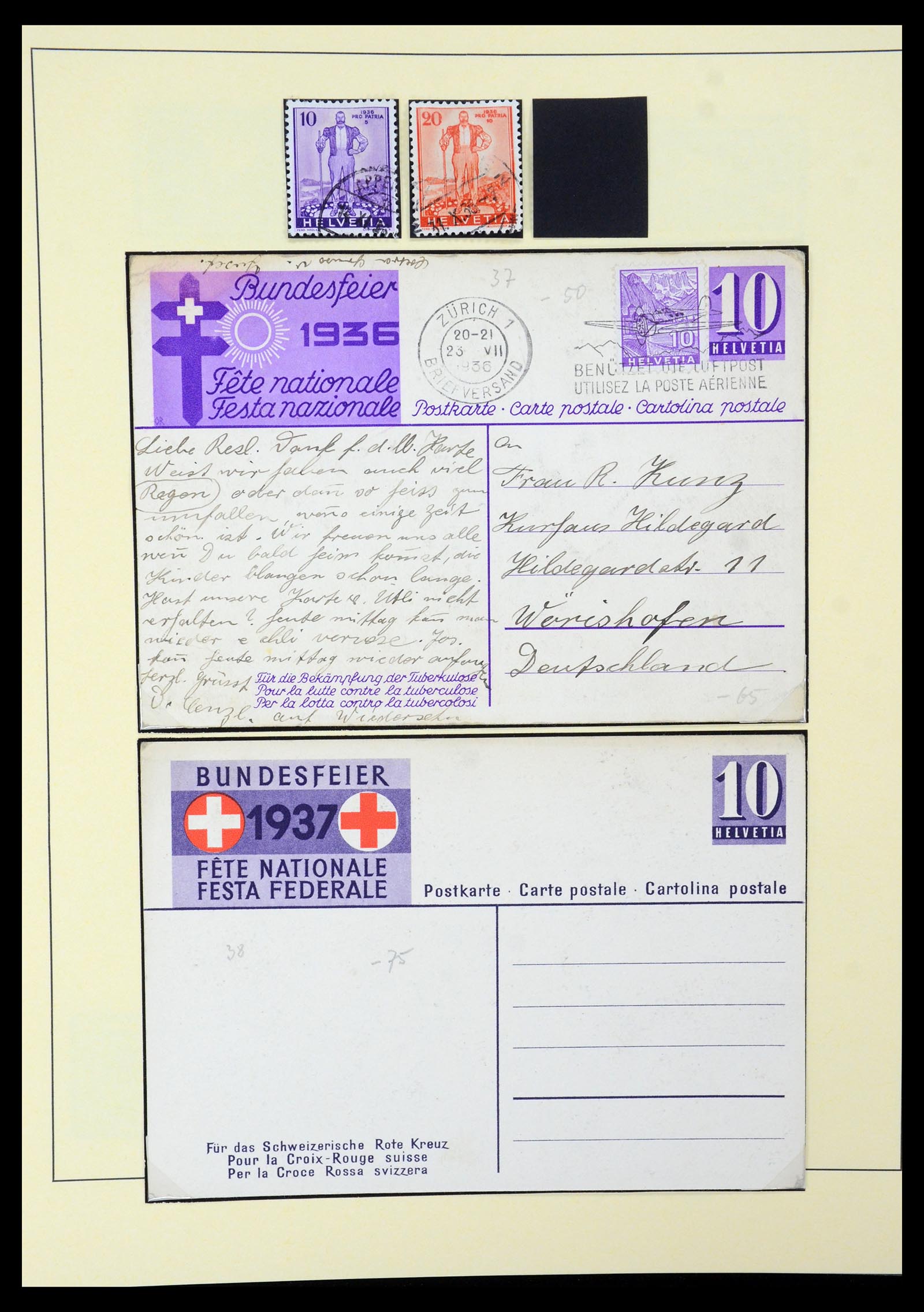 35668 041 - Stamp Collection 35668 Switzerland Pro Juventute and Pro Patria 1910-197